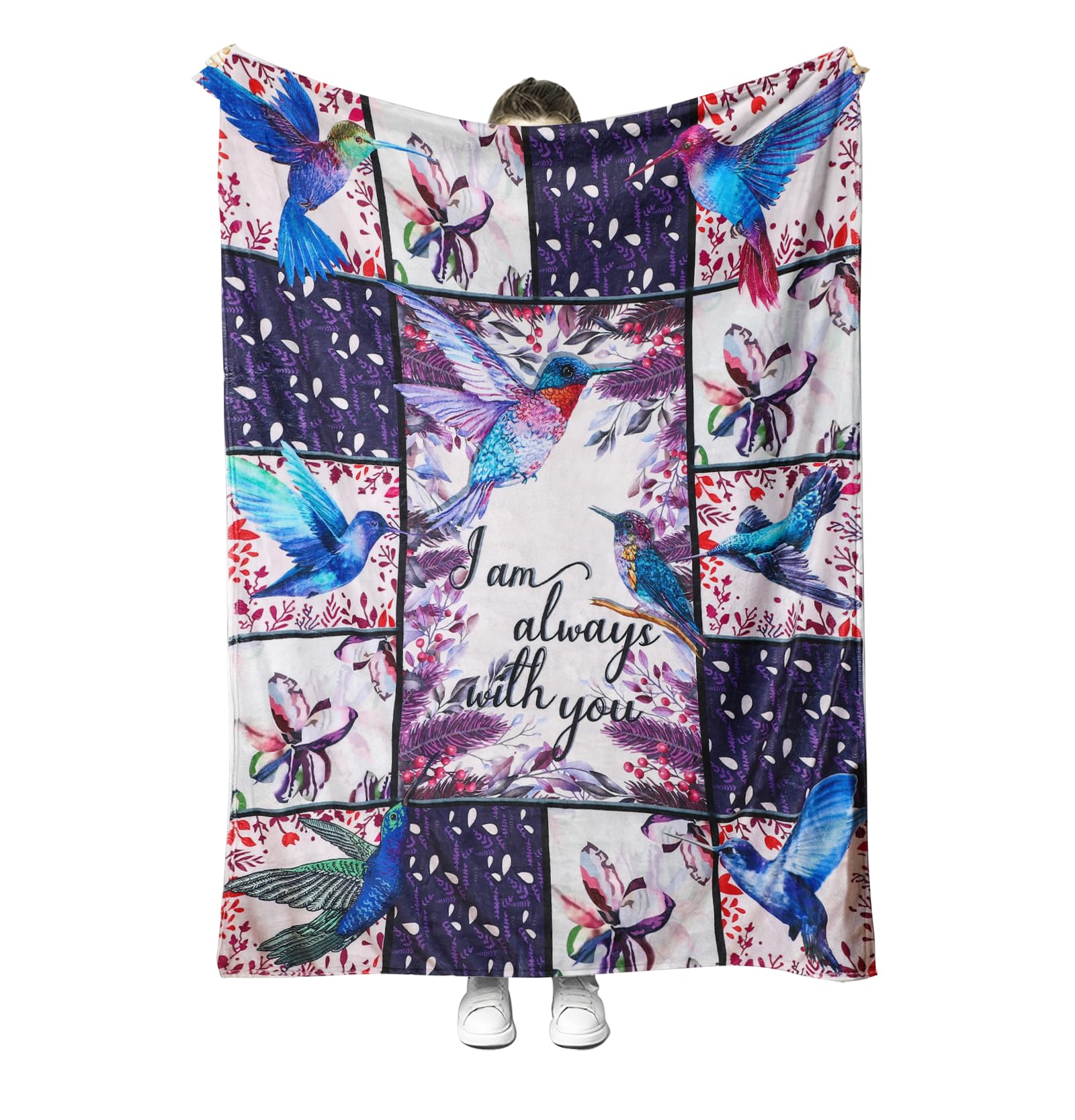 I Am Always with You Sherpa Throw Blankets - Soft, Warm Hummingbird Design for Kids and Adults