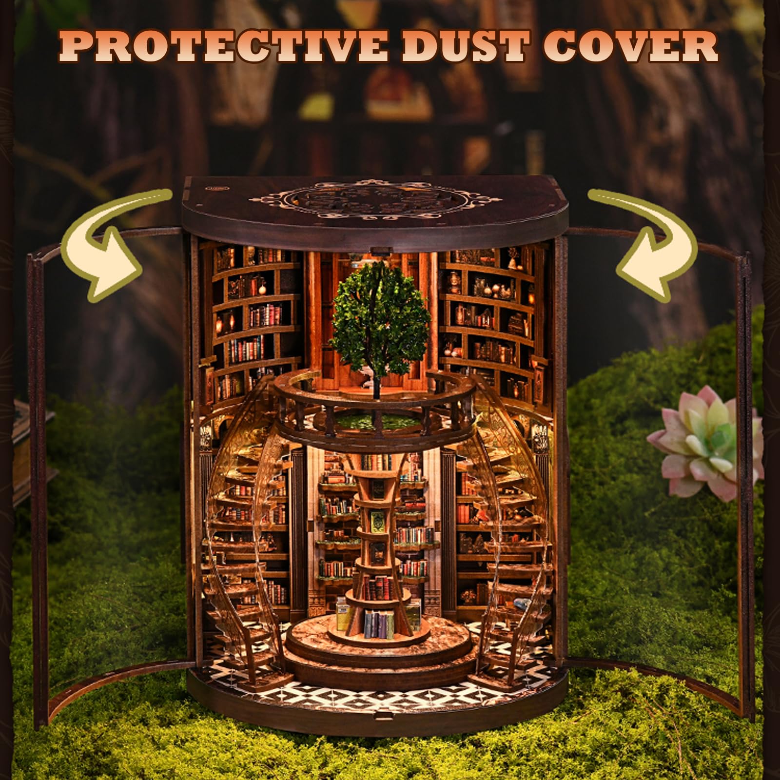 DIY Book Nook Kit - 3D Wooden Puzzle with Lights -2