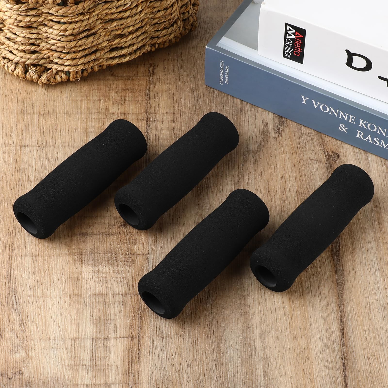 4 empuñaduras de repuesto para bastón de 19 mm, empuñaduras de espuma, mango de bastón, accesorios de bastón, empuñaduras de bastón para personas mayores (color negro)