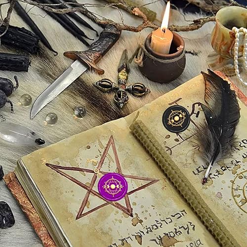 Miniatura 3 de CRASPIRE Sello de cera de fase lunar, sello mágico de sellado de círculo de cobre, cabeza de sello de latón extraíble retro con mango de madera para