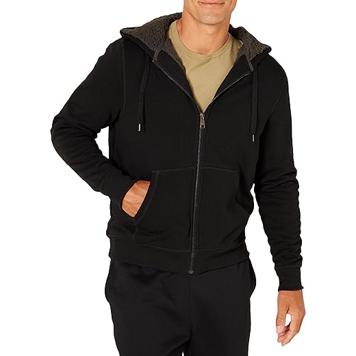 Amazon Essentials Hoodie For Men, Sherpa-Lined Full-Zip Fleece Sweatshirt