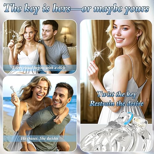 Miniatura 3 de Jaula de castidad masculina  Jaula de silicona suave con 6 anillos ajustables, dispositivo de bloqueo de pene ligero, diseño invisible, cómodo