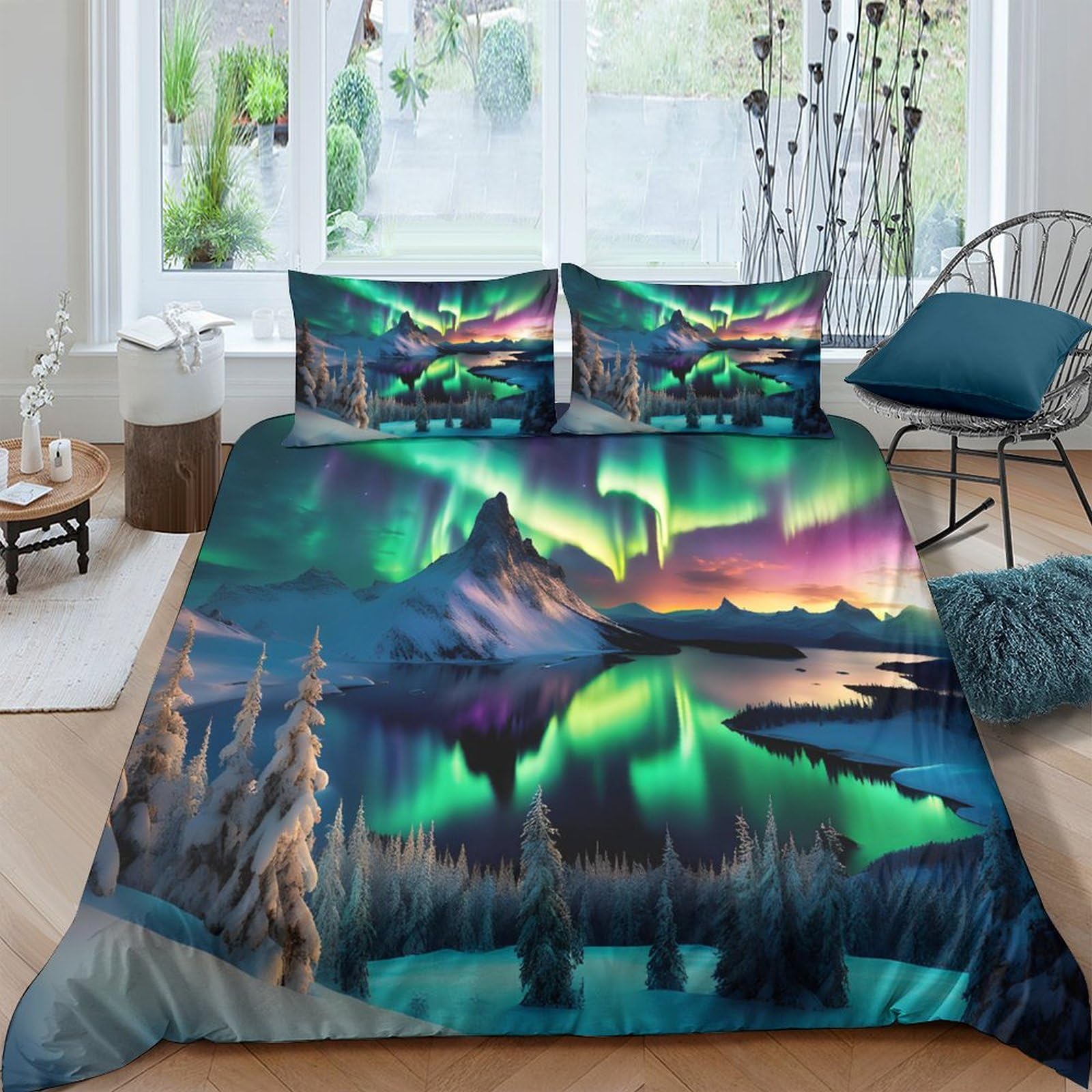 Parure de lit 3 pièces Aurora pour lit King Size 220x240 en microfibre