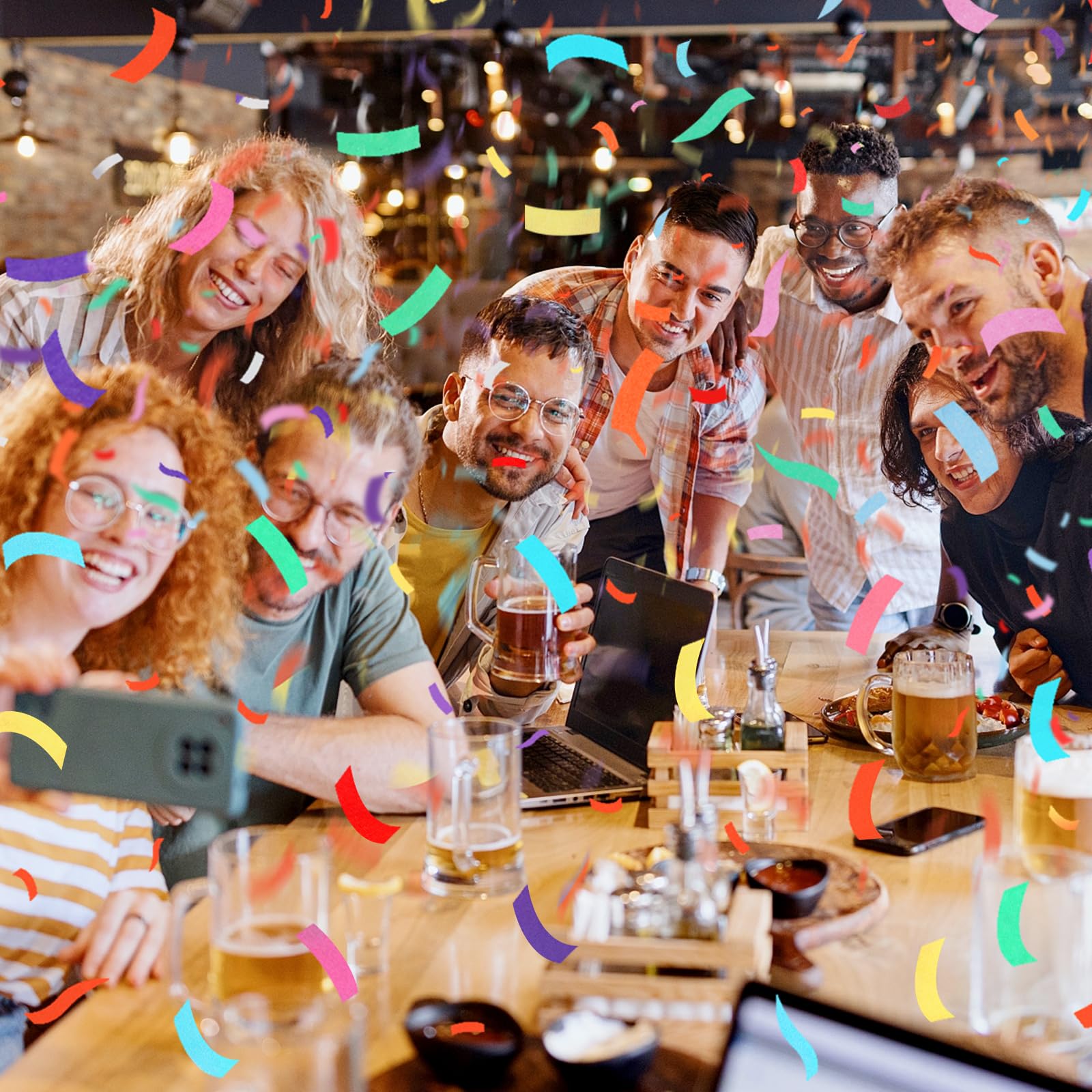 Konfettikanone, mehrfarbige Party-Popper, 6 Stück, 30,5 cm, Konfetti-Stäbe für Geburtstag, Hochzeit, Weihnachten, Schuleröffnung, Abschlussfeier, Silvester und Fotoshootings
