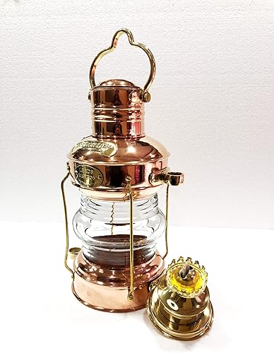 Miniatura 7 de Lámpara náutica antigua de 14 pulgadas barco barco cobre latón aceite linterna marítima coleccionable hogar decorativo