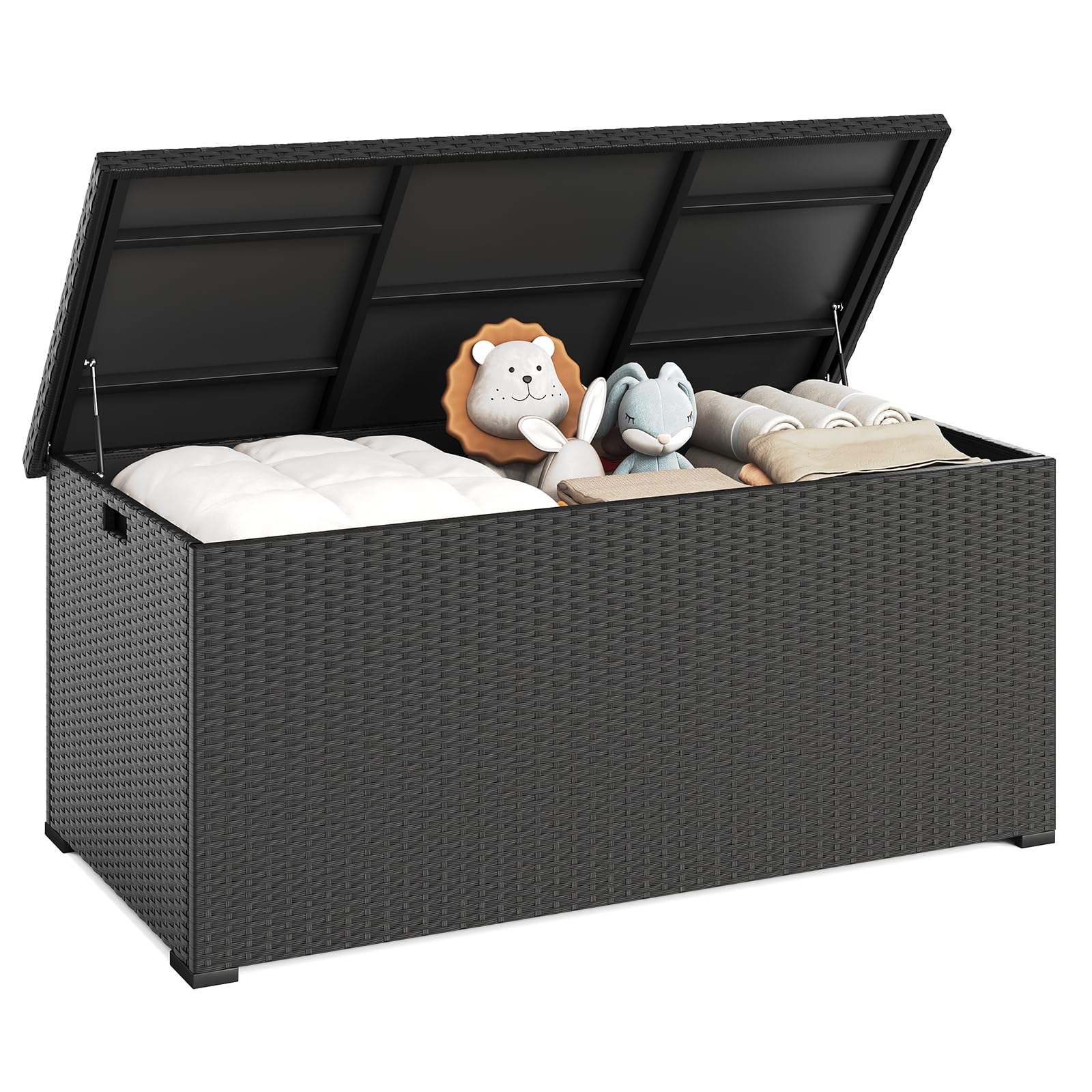 UDPATIO Gartenbox Wasserdicht 870L, Aufbewahrungsbox Garten XXXL, Auflagenbox Wetterfest, Kissenbox Outdoor mit Deckel, Gasdruckfedern | Schwarz