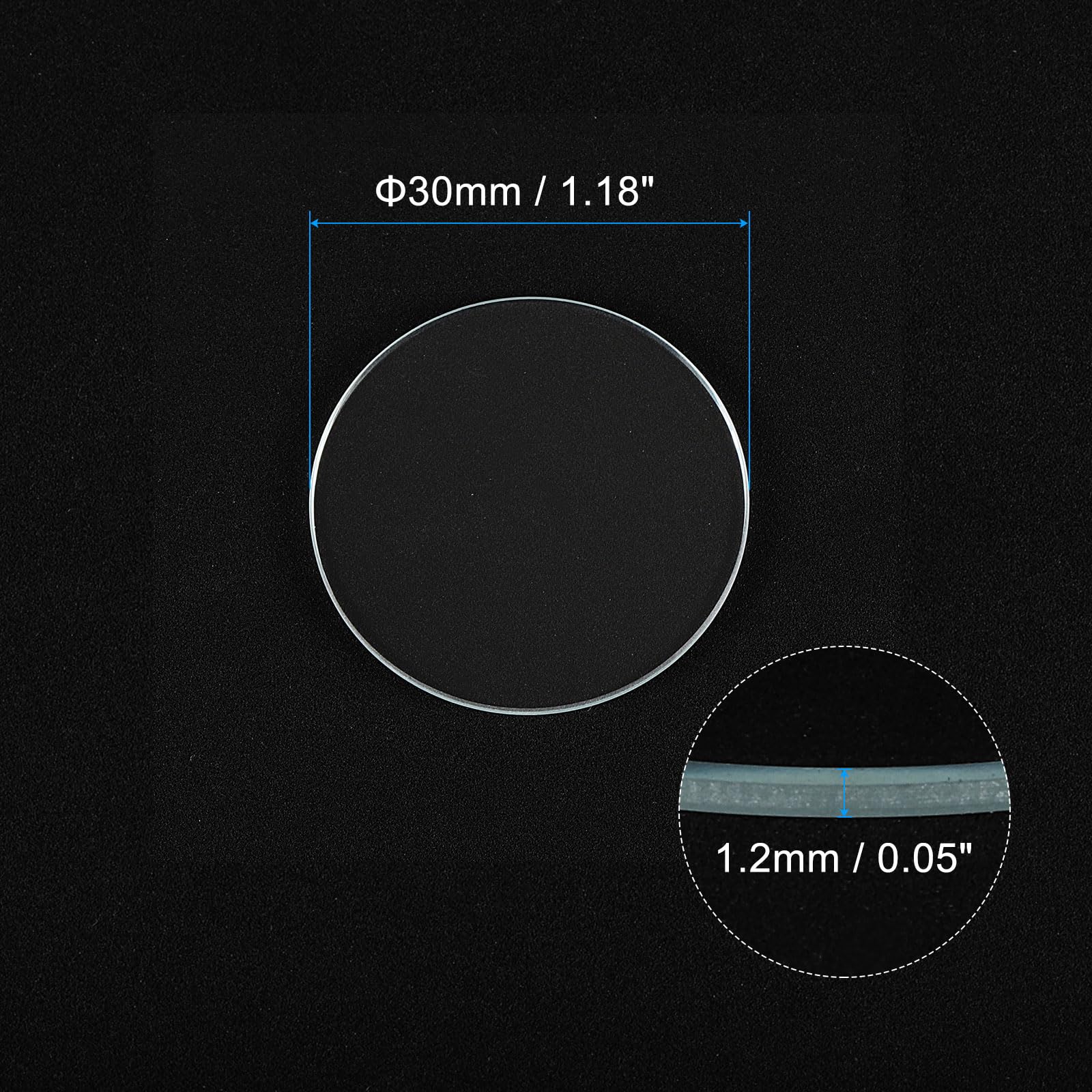 uxcell 12pcs Watch Crystal Glass Lens, 30mm Flat Round Glasses Watch Face Crystals Len Replacement Parts for Watchmaker Repair, Clear
