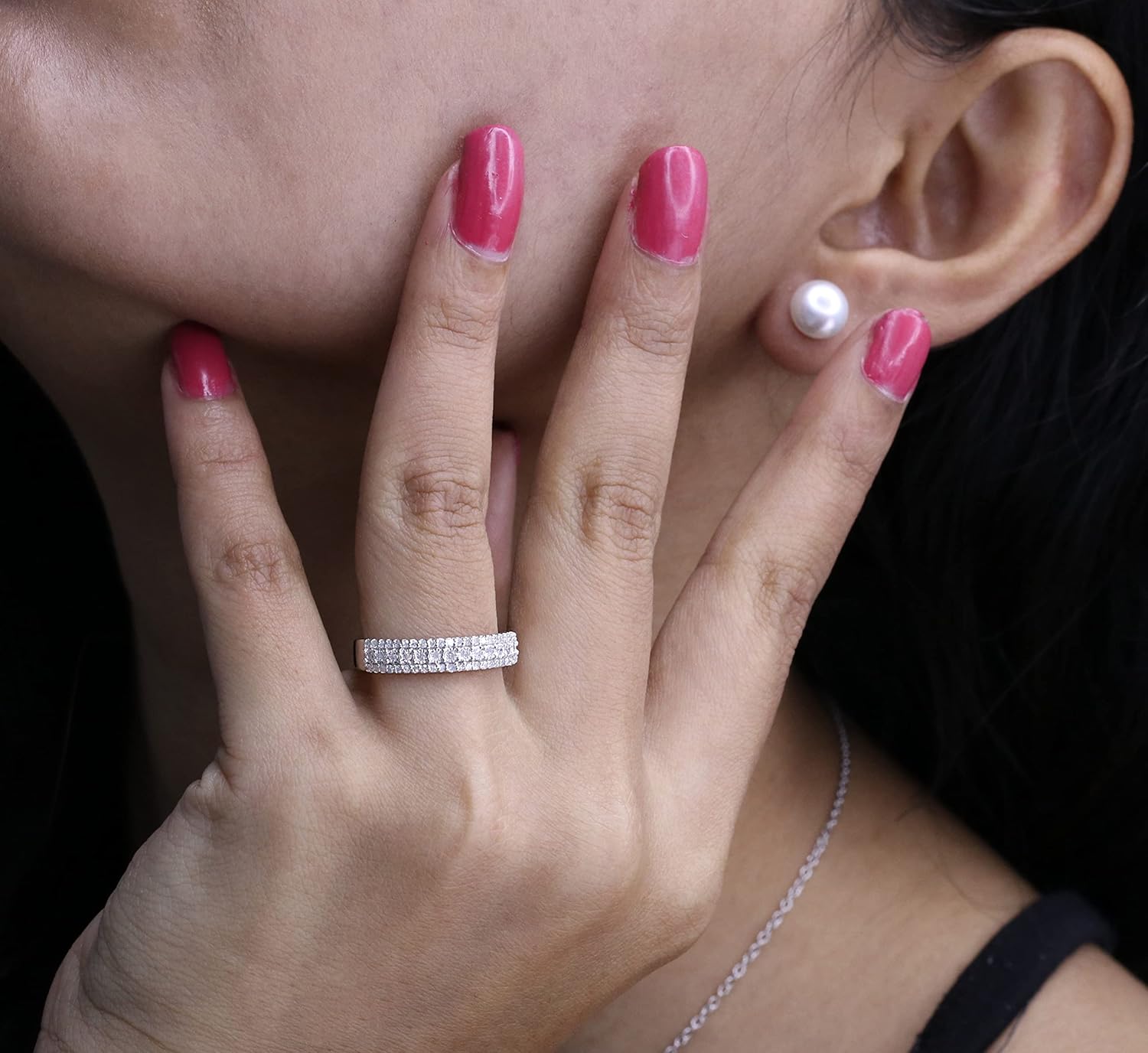 Dazzlingrock Collection 0.32 Ctw Round Natural Diamond Classic Row Half Eternity Style Elegant Stackable Wedding Band For Women 1/3 CT in 925 Sterling Silver