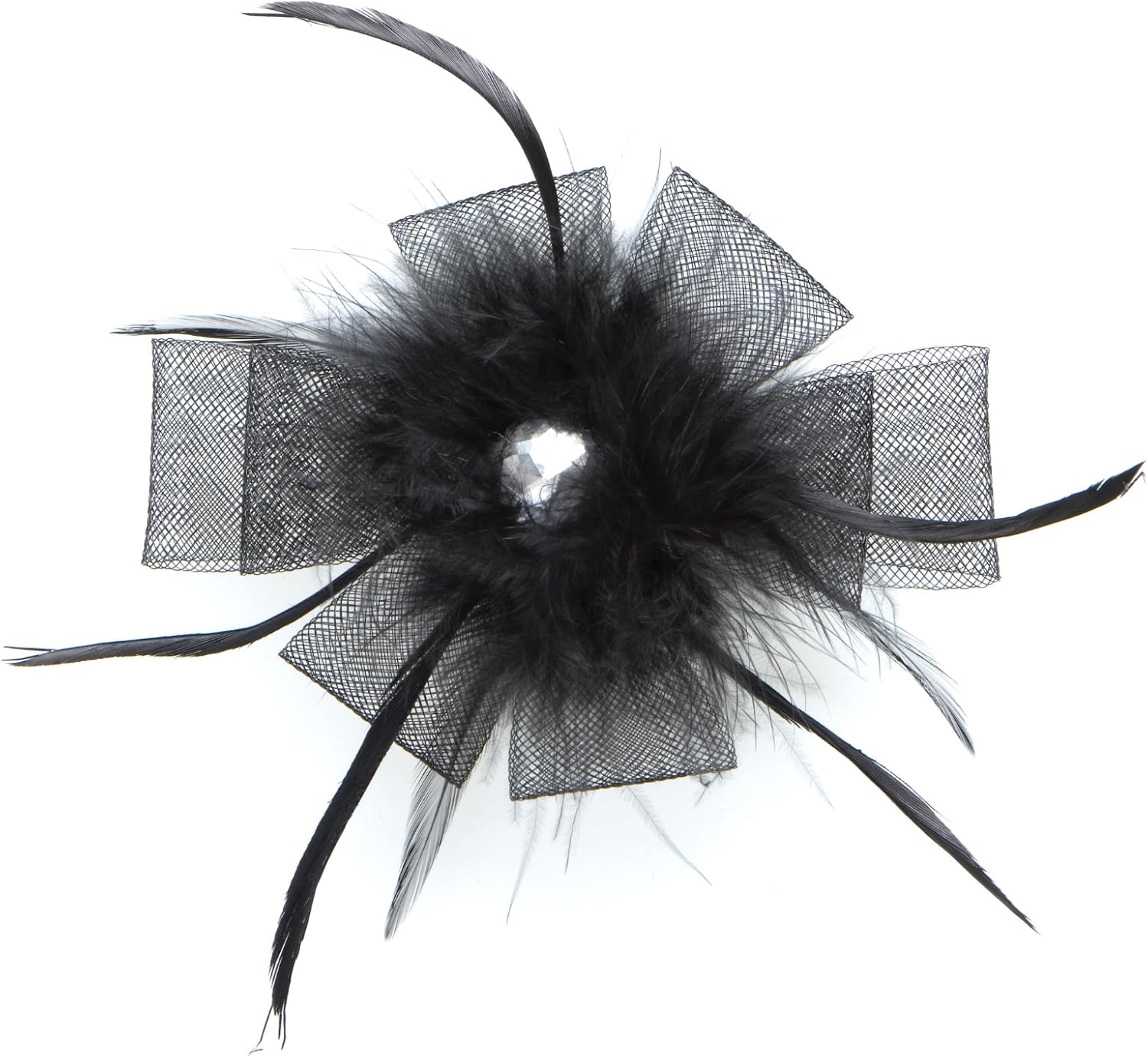 Simplicity Headband Decor Bow Feather Jewel Black Beauty