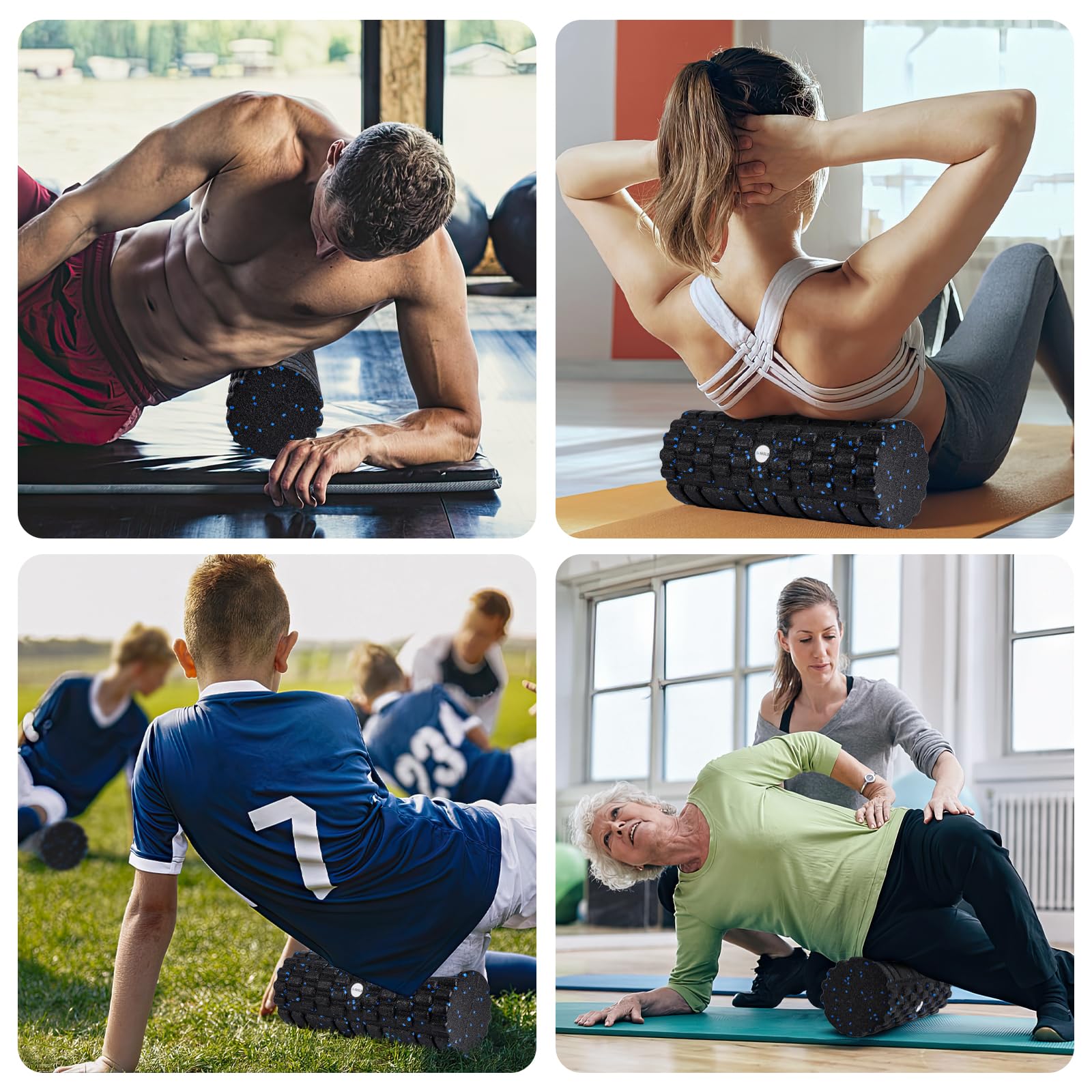 skelo Faszienrolle Set, Bestehend aus Faszienrolle mit 3D-Textur-Massage/Mini-Faszienrolle/Faszienball und Duoball Faszien, Foam Roller für Yoga, Muskelmassage, Bindegewebsstoffwechsel, mit Poster