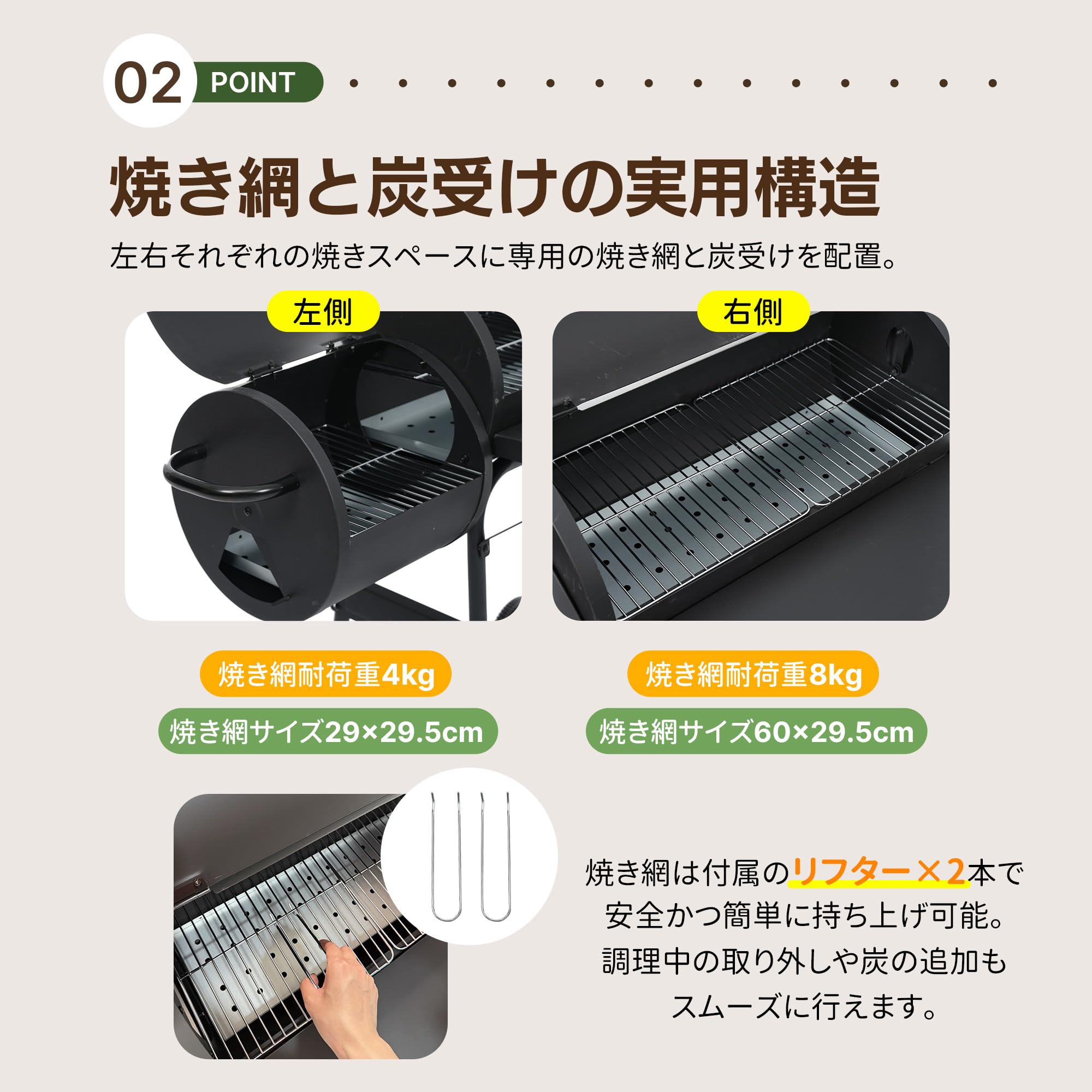 Amazon.co.jp: バーベキューコンロ 2か所同時に焼き分け可能 温度計