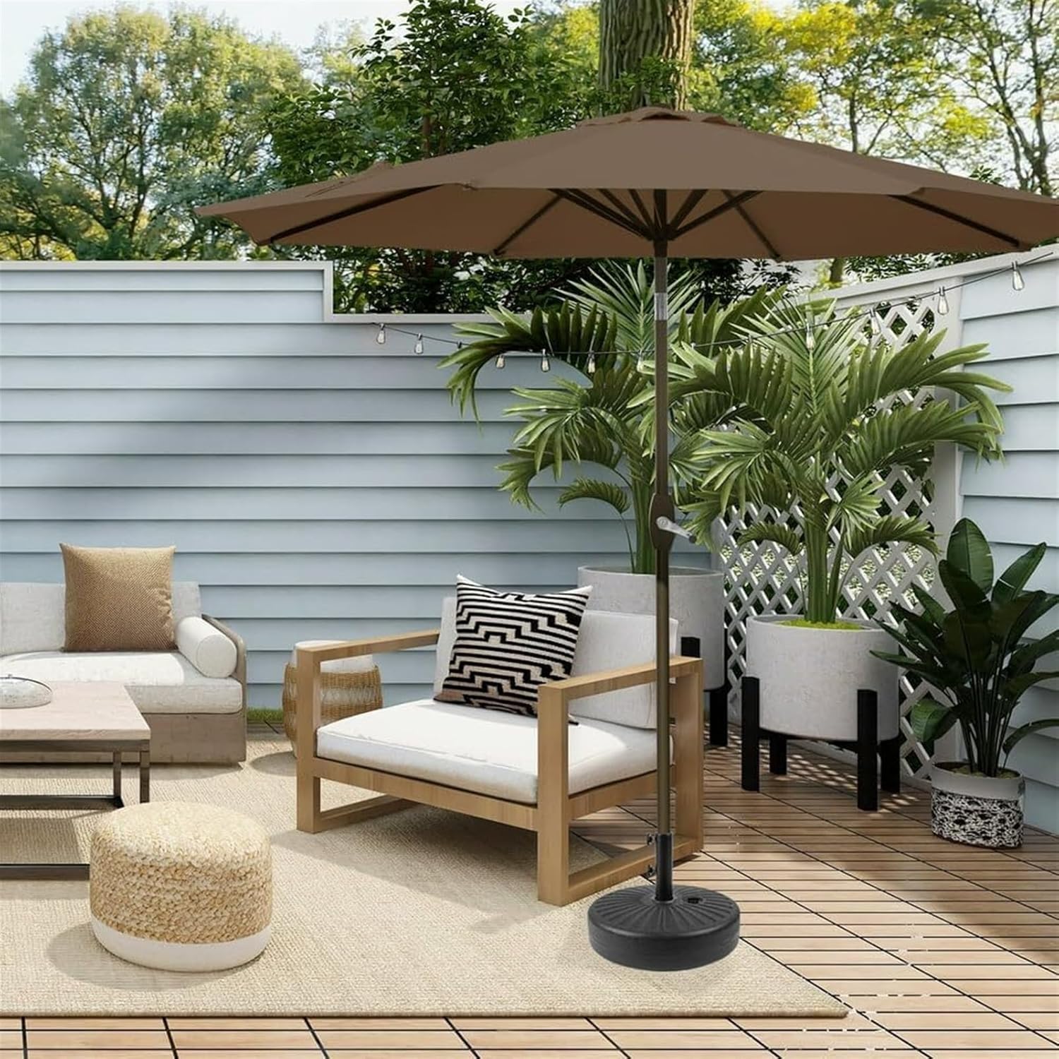Outdoor Parasol Patio Umbrella Outdoor Market Umbrella with Tilt and Crank 8Sturdy Ribs for Deck Lawn Pool Patio Garden Umbrella(C-8.8FT)