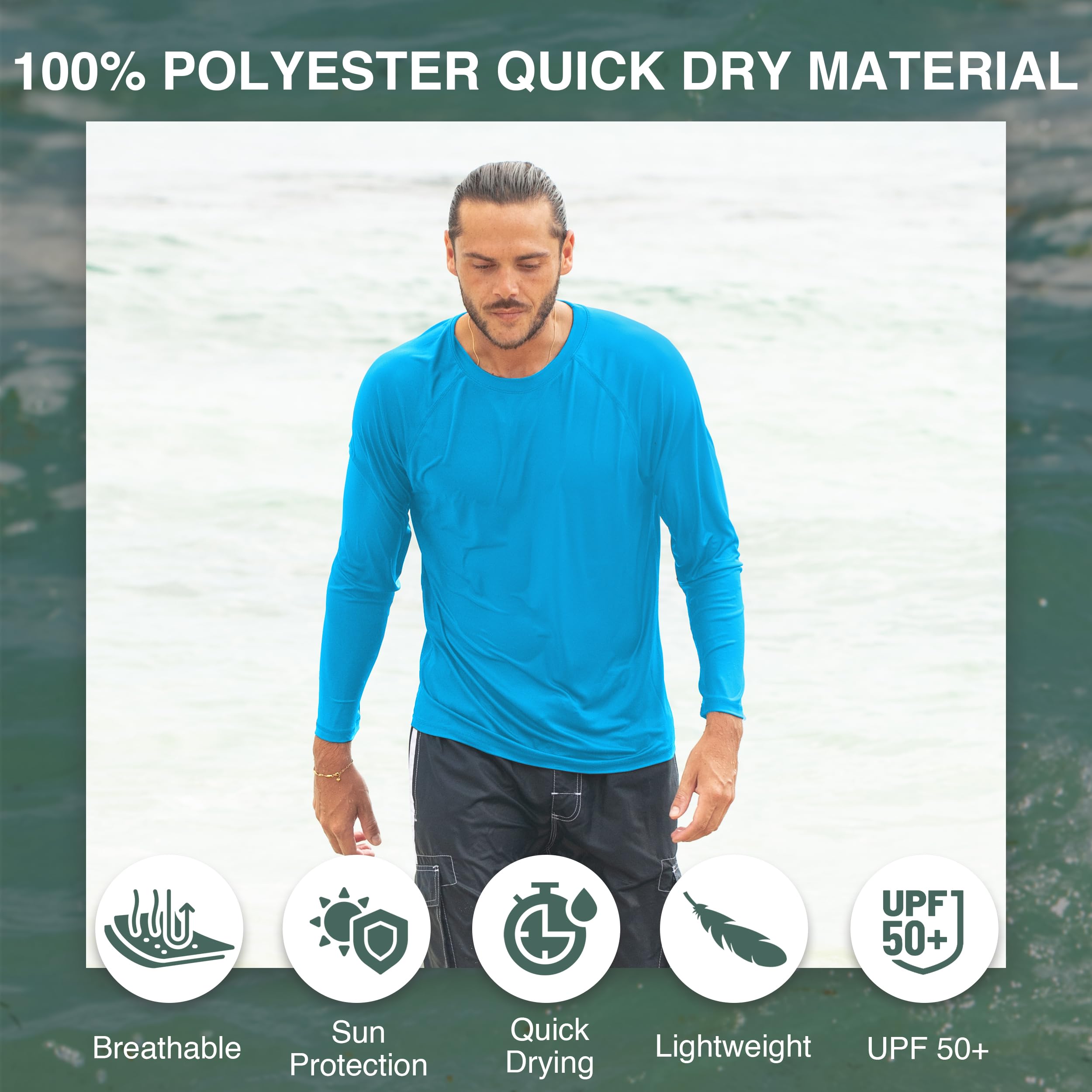 Kanu Surf Men's UPF 50+ Long Sleeve Rashguard Swim Shirt