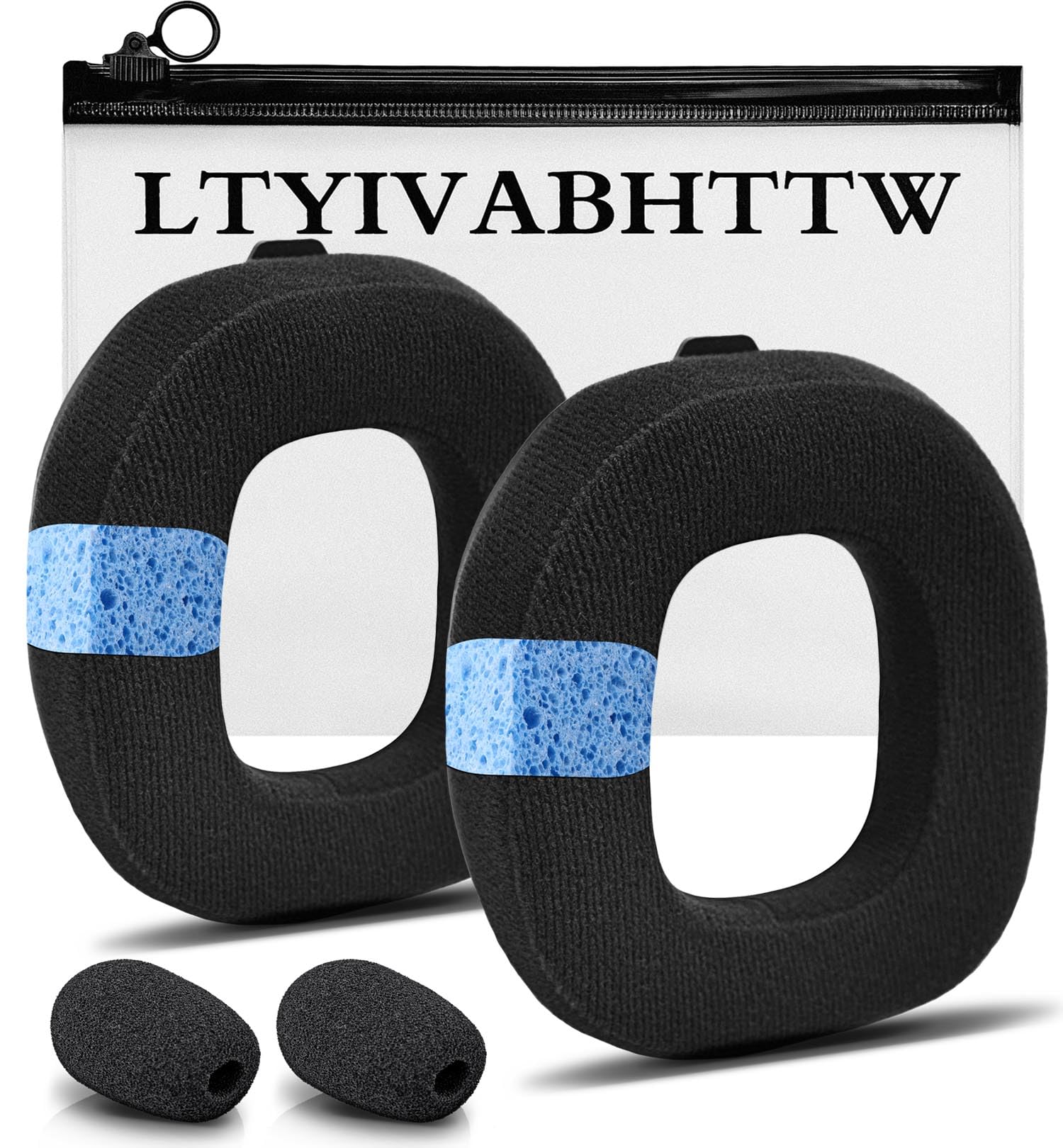 A40 TR Replacement Earpads for Astro A40 TR Only, Velvet Fabric, Made by LTYIVABHTTW, A40 TR Ear Cushions, with Microphone Foam | Black