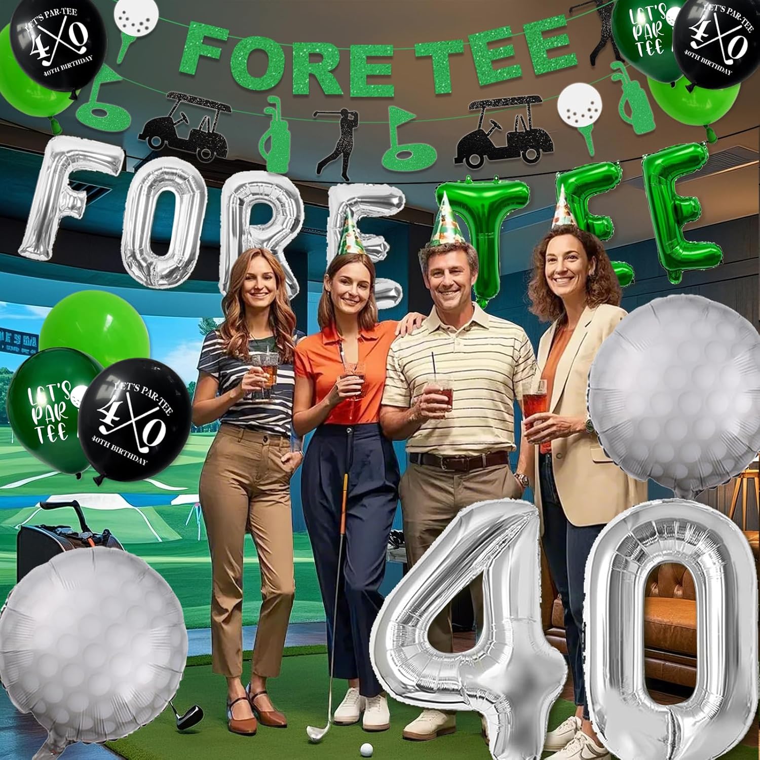 40th Birthday Decorations for Men, Golf Themed Happy 40th Birthday Party Decorations Balloons Numbers Banner Accessories Gifts for Men - Image 5