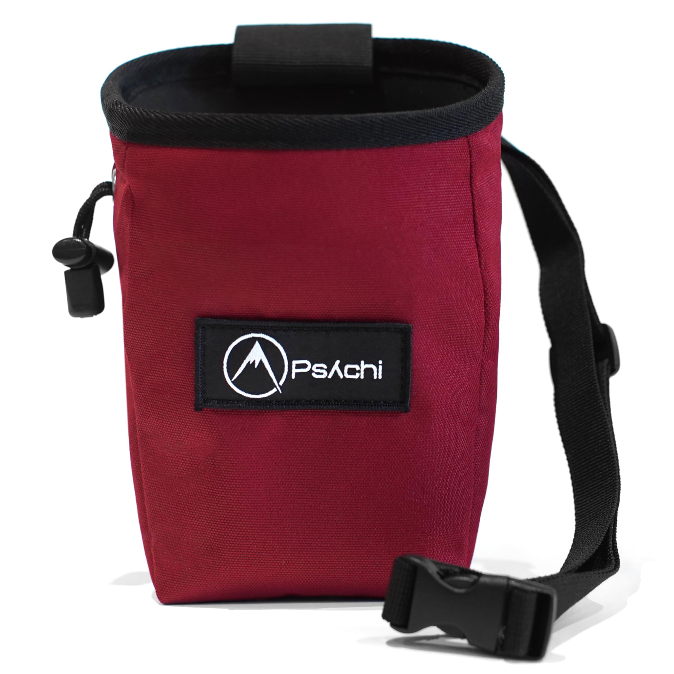 Psychi OG Waist Chalk Bag Starter Pack Bundle for Rock Climbing Bouldering Gym (Dark Red) - Image 3