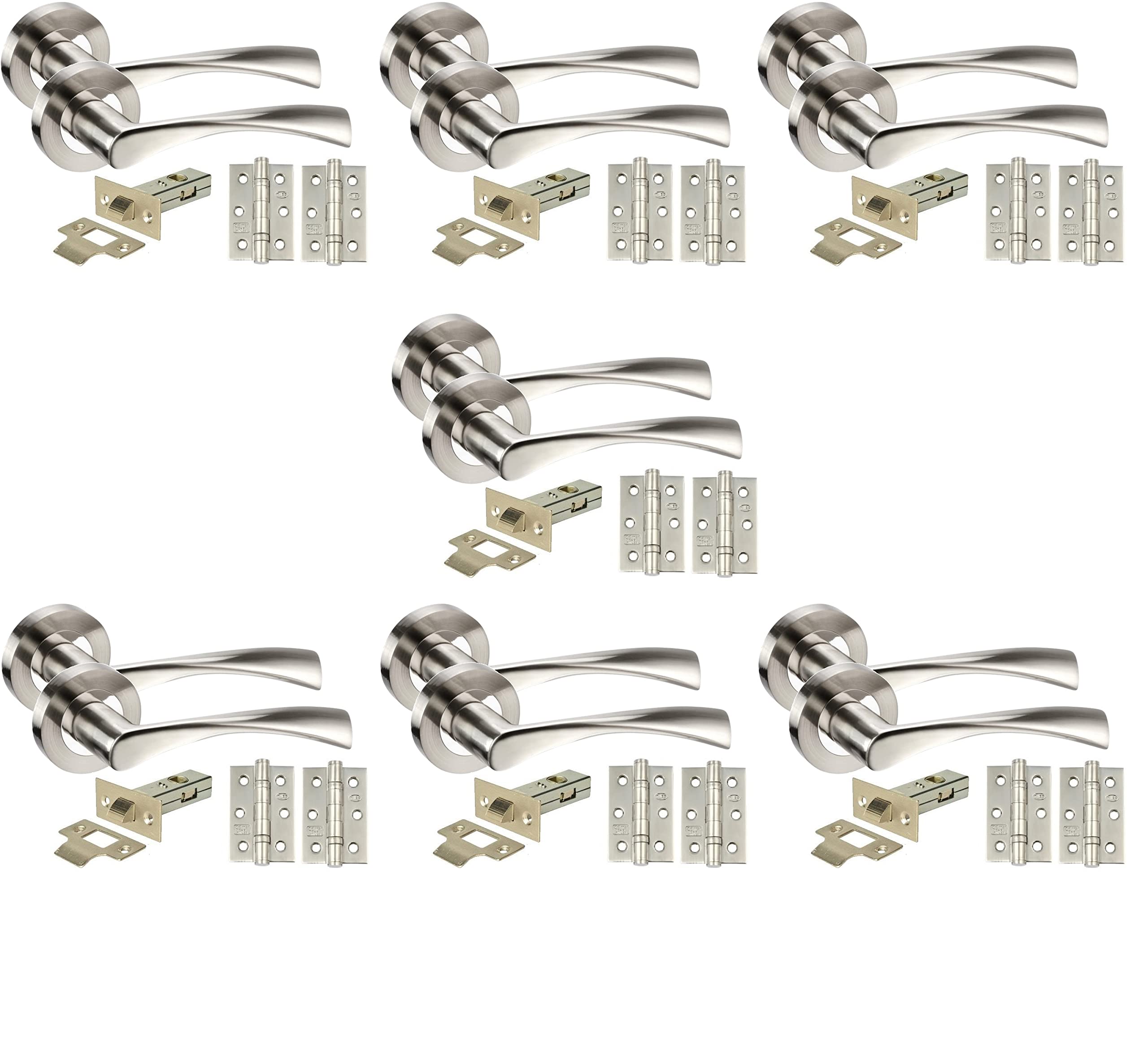 Golden Grace 7 Sets Twist Astrid Style Chrome Internal Door Handles On RoseDual Finish Lever LatchHinges64mm Tubular Latch from B&Q