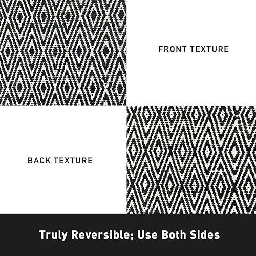 Miniatura 5 de Chardin Home, tapete 100% algodón, reversible por completo, de 21 x 34 pulgadas, se puede lavar a máquina, blanco y rojo