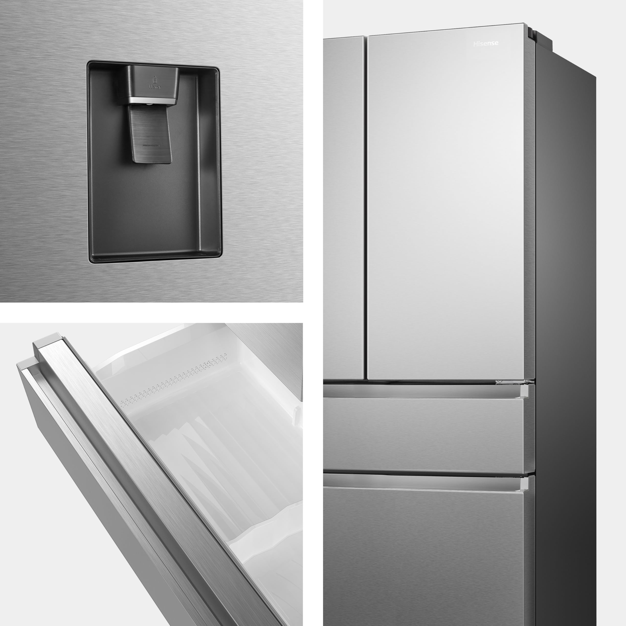 Hisense RF749N4SWSE - Frigorífico Americano,Conectividad Wifi No Frost, Inox Puerta Cajón Frances, Total No Frost, Capacidad Neta 579 L, 1.78 m,Silencioso