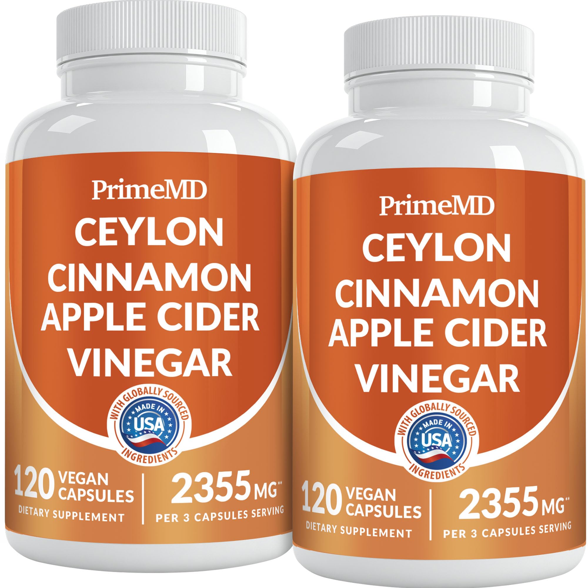 PrimeMD Ceylon Cinnamon 2355mg with Cider Vinegar & Ginseng, 120ct Regular 120 Count (Pack of 2)