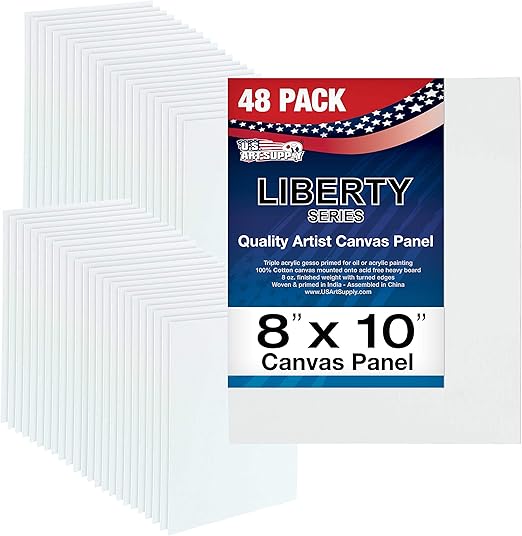 US Art Supply 8 X 10 inch Professional Artist Quality Acid Free Canvas Panel Boards for Painting Value Pack of 48 (1 Full Case of 48 Single Canvas Board Panels)