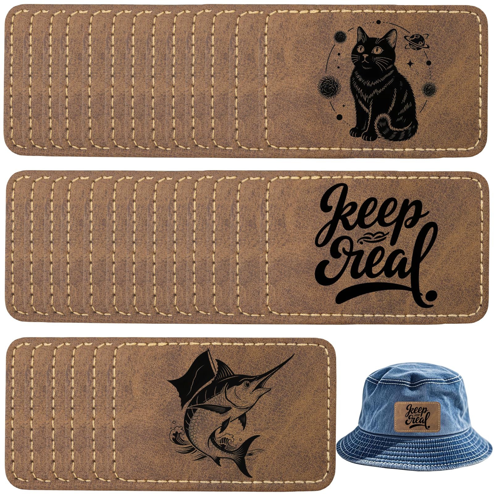 GrliTra 50 Pack Blank Leatherette Hat Patch Amber