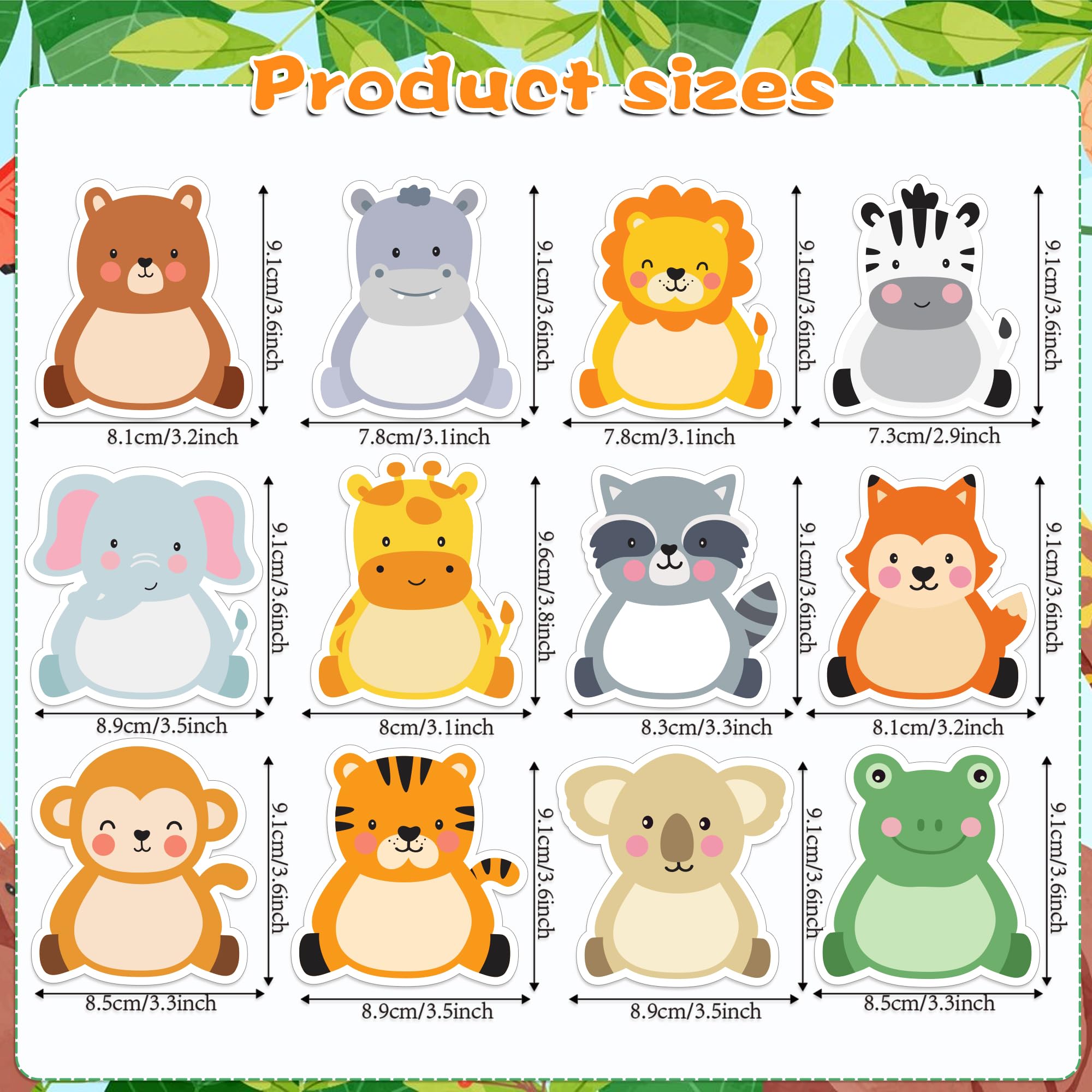 Haftnotizen mit Dschungeltieren, 240 Seiten, niedliches Cartoon-Tier, selbstklebender Notizblock, Dschungeltiere, Haftnotizen, Cartoon-Notizblock, Notizblöcke für Zuhause, Schule, Büro, 12 Designs