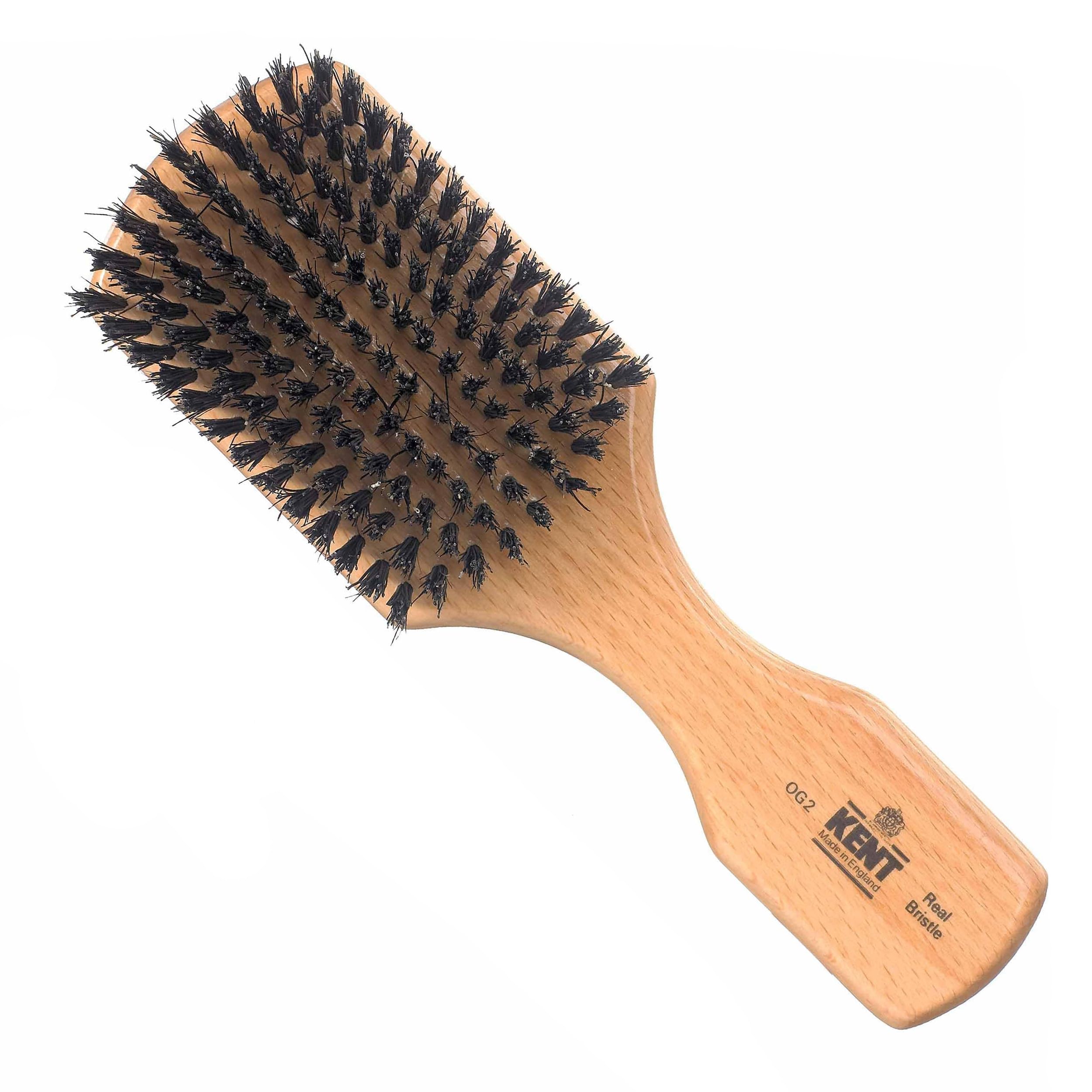 OG2 Club Hair Brush, Small Boar Bristle Hair Brush for Men, Natural Boar Bristle Beard Brush for Men, Beechwood Kent Brush for Hair and Beards and Beard Straightener