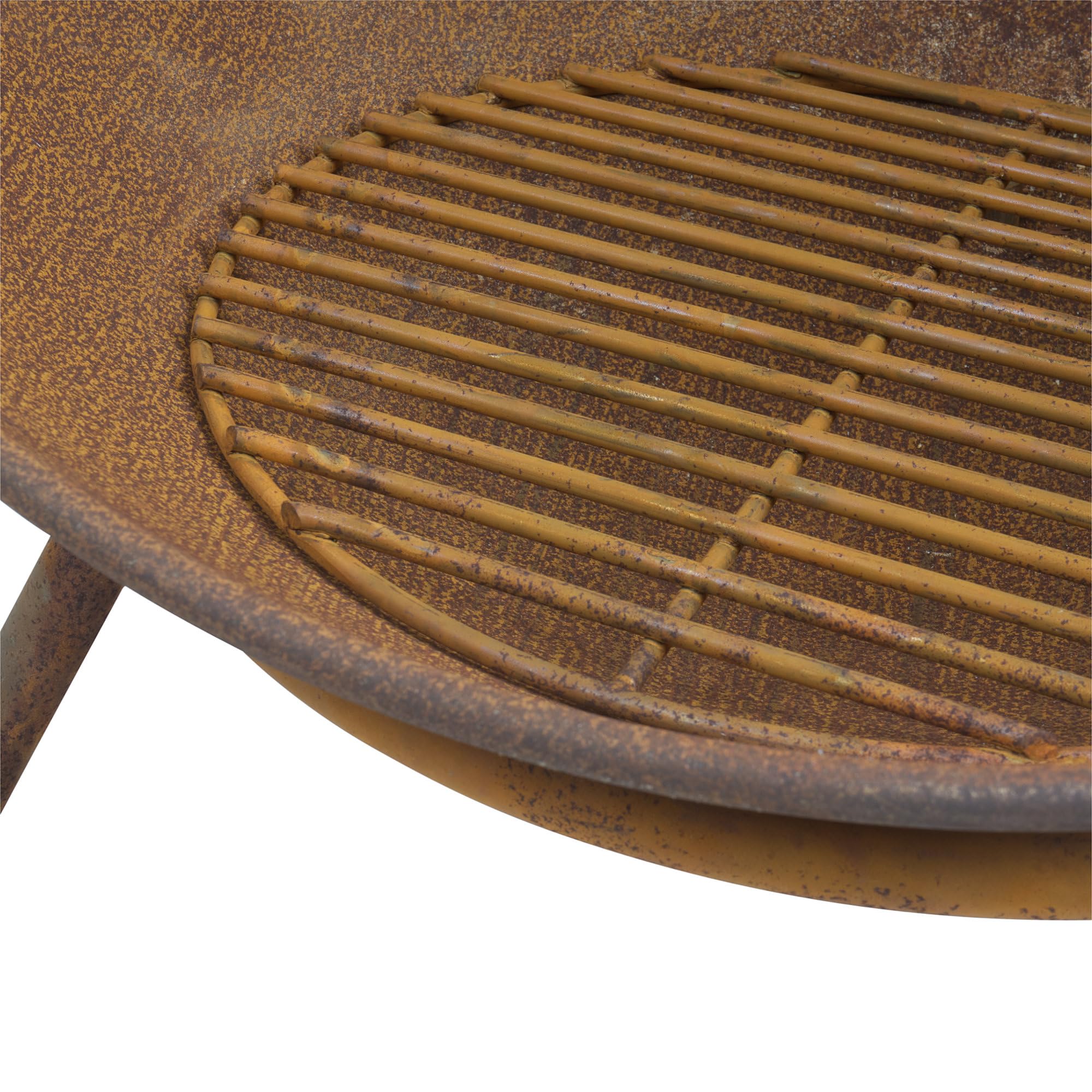 BBQ-Toro Brasero de Acero de Ø 60 cm | Acabado Oxidado | Cuenco de Fuego Inclinable con 3 Patas | 3 en 1 Cuenco de Fuego para Jardín, Camping y Terraza | Hoguera, Cuenco de Barbacoa, Chimenea Exterior
