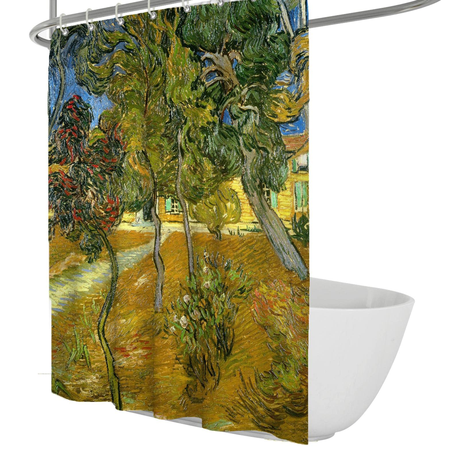 Cortina de Ducha Planta Árbol Cortina de baño con Ganchos Artista Arte Abstracto Cortina de Ducha Impermeable Quick Dry Farmhouse Cortina de bañera W190xL220cm