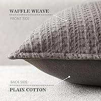 Vista 2 de Foindtower Juego de 2 fundas de almohada decorativas de algodón con tejido de gofre, fundas de cojín europeas para cama, sofá, dormitorio, sala