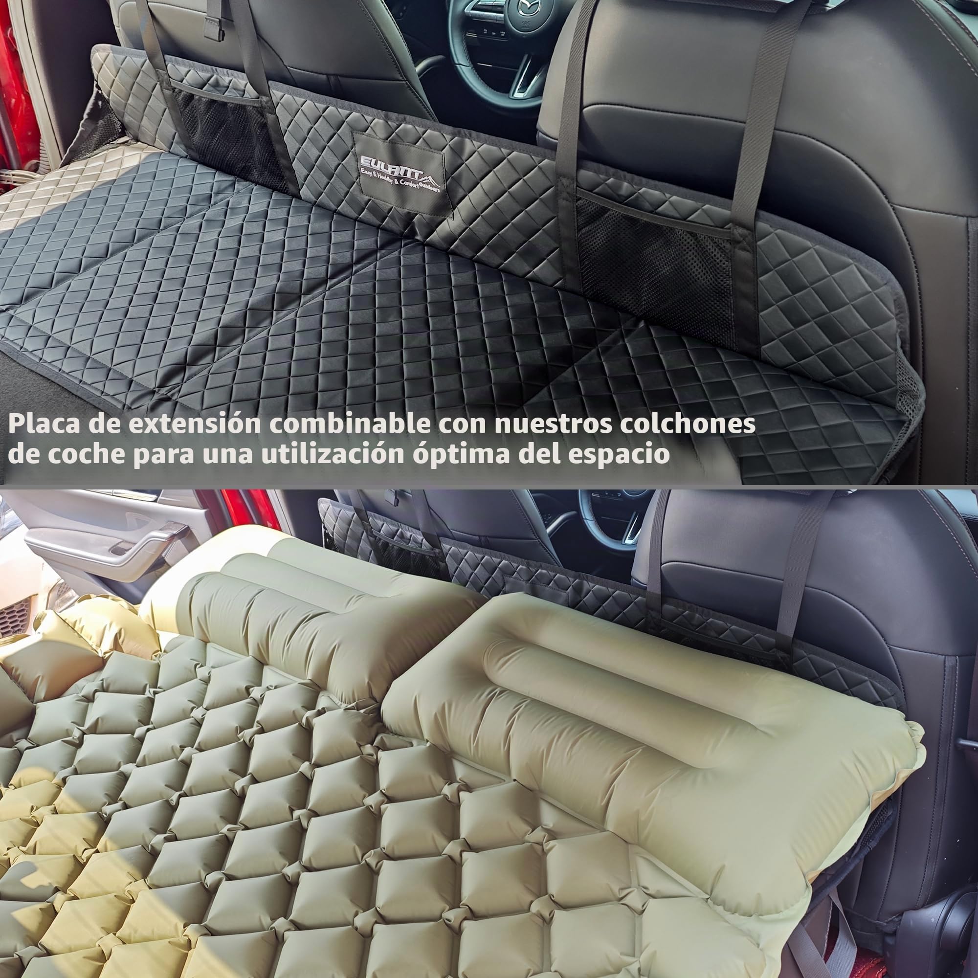 EULANT Extensor de Asiento Trasero de Coche, Soporte de Colchón de Aire de Coche,Alargar el Asiento Trasero Proporciona más Espacio para los Perros,para la Mayoría de Coches/SUV/MPV, Tesla Model Y/3