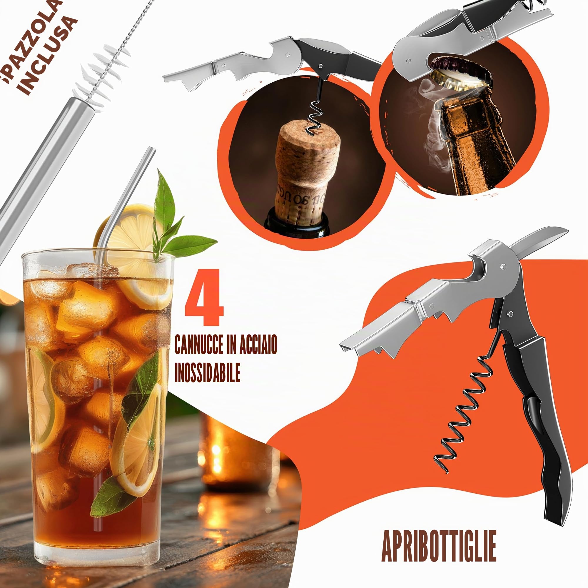 KESSER® Set di posate per barbecue, 37 pezzi, accessori per barbecue in acciaio inox, con pinza, paletta per barbecue, spatola 4 in 1, forchetta per barbecue, spiedino, termometro, cavatappi