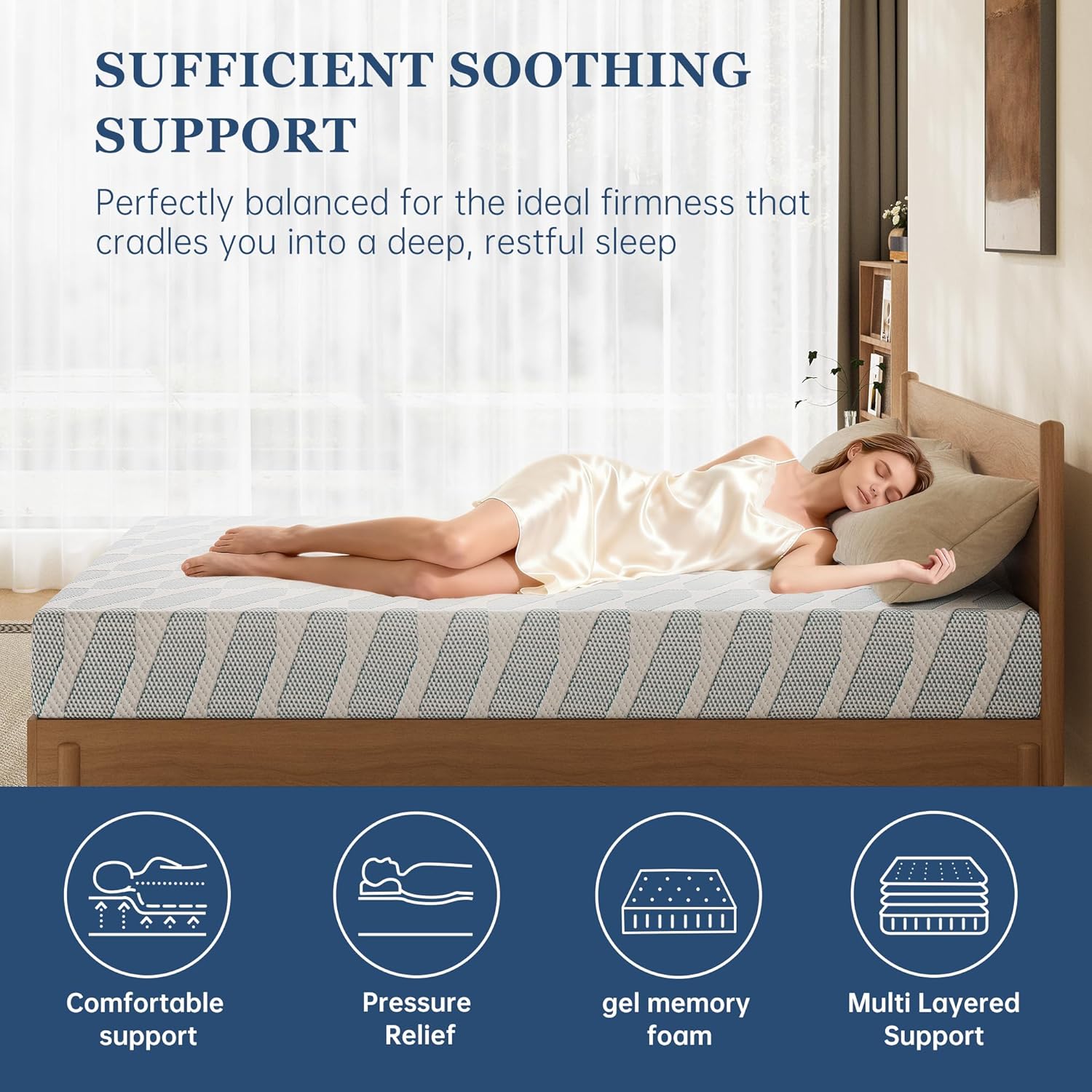 EYN Twin Size Memory Foam Mattress, 6 Inch Twin Bed Mattresses in a Box, Relieve Pressure with Medium Support, CertiPUR-US Certified, 75''L x 38''W