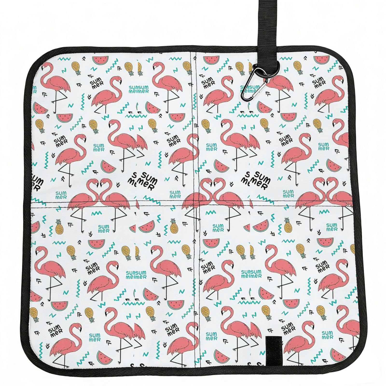 VCzsdff Pink Flamingo. Print Portable Seat Cushion Folding Bleacher Pad Compact Picnic Sitting Mat Polyester 40cm