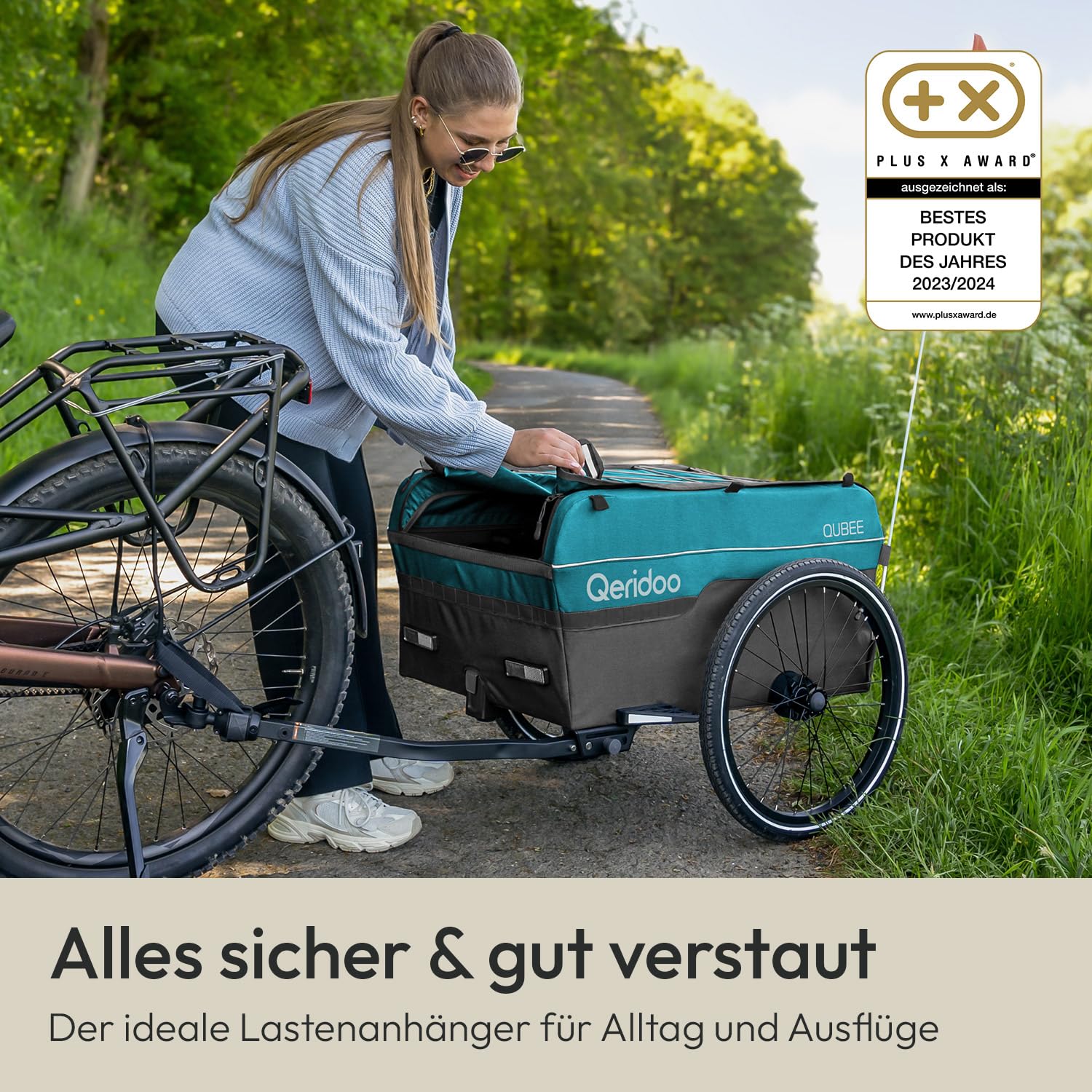 Qeridoo Qubee | Klappbarer Lastenanhänger | Fahrradanhänger & Bollerwagen faltbar mit Luftreifen | Fahrrad Zubehör Transport | Bike Trailer