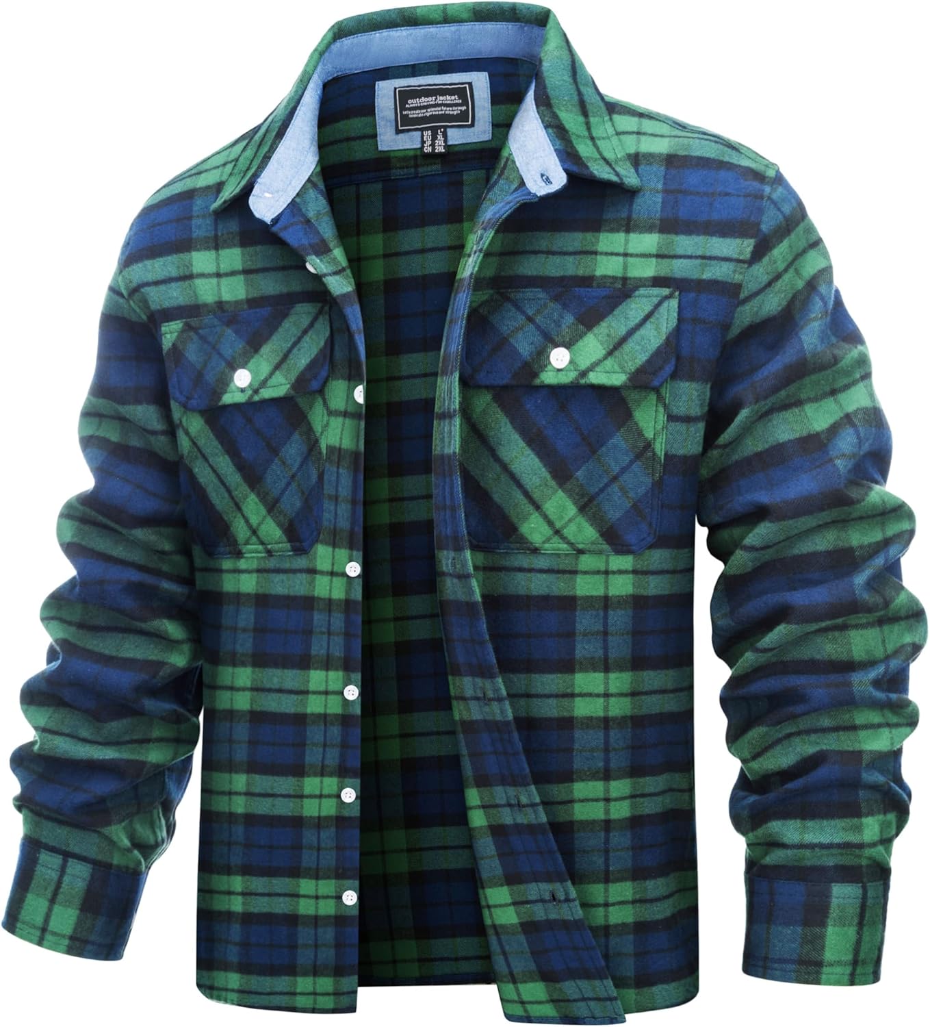 Cotrasen Mens Flannel Shirts Long Sleeve Flannel Shirt for Men Cotton Casual Button Down Plaid Shirt with 2 Pockets