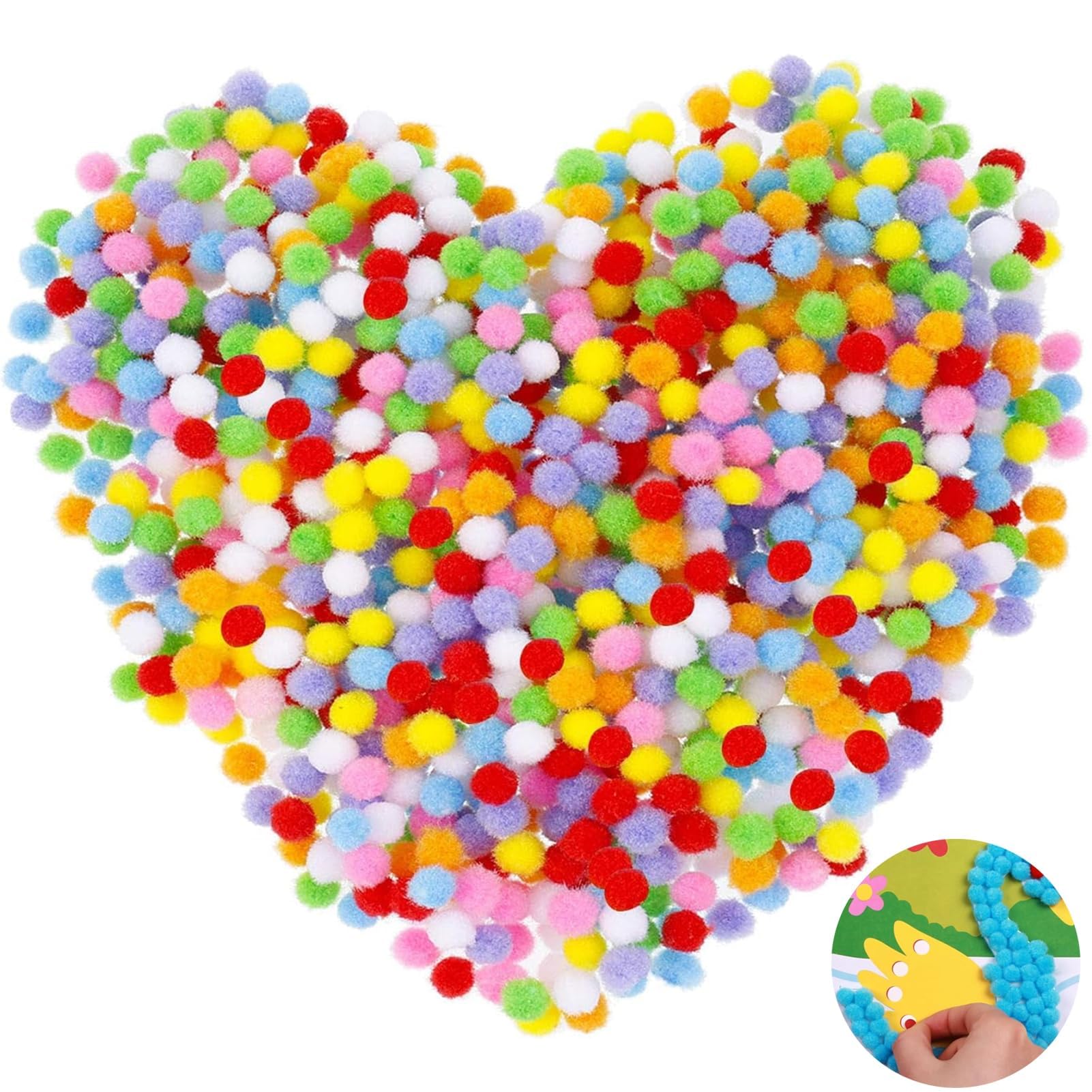 2000 Pièces Pompons Artisanale, Craft Petit Pompoms Multicolores De 6 Mm Loisirs Creatifs Pour Bricolage Fournitures Décorations Couture Guirlandes Franges Pâques Projets Scolaires Et Artisanat