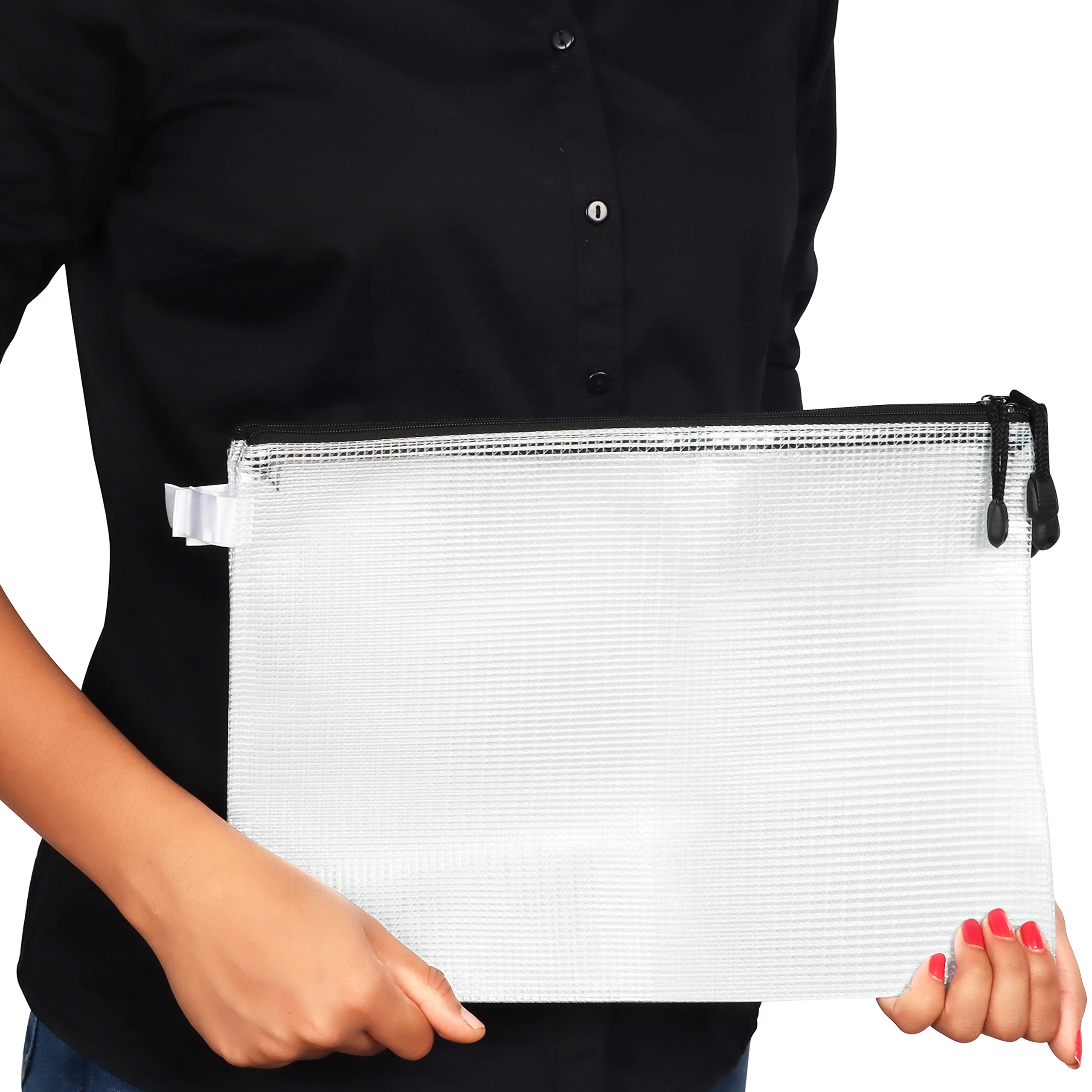 Lot De 12 Pochette Plastique Zip A4 Transparentes - Étanches - Pour Voyage, Bureau, Maquillage