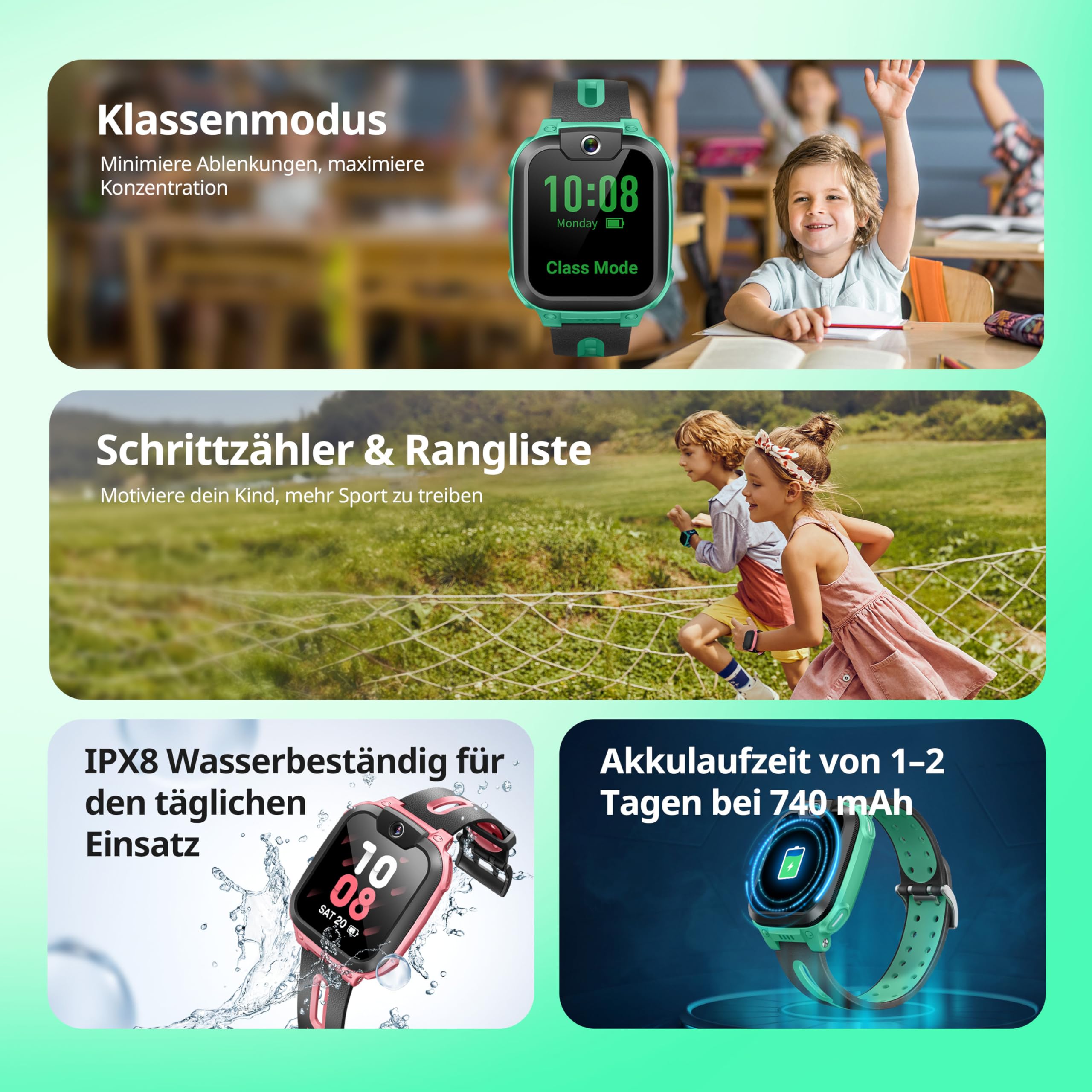 imoo Watch Phone Z1 Kids Smart Watch, 4G Kids Smartwatch Telefono con video e telefonata di lunga durata, orologio GPS per bambini con localizzazione in tempo reale & IPX8 resistenza all'acqua (rosa)