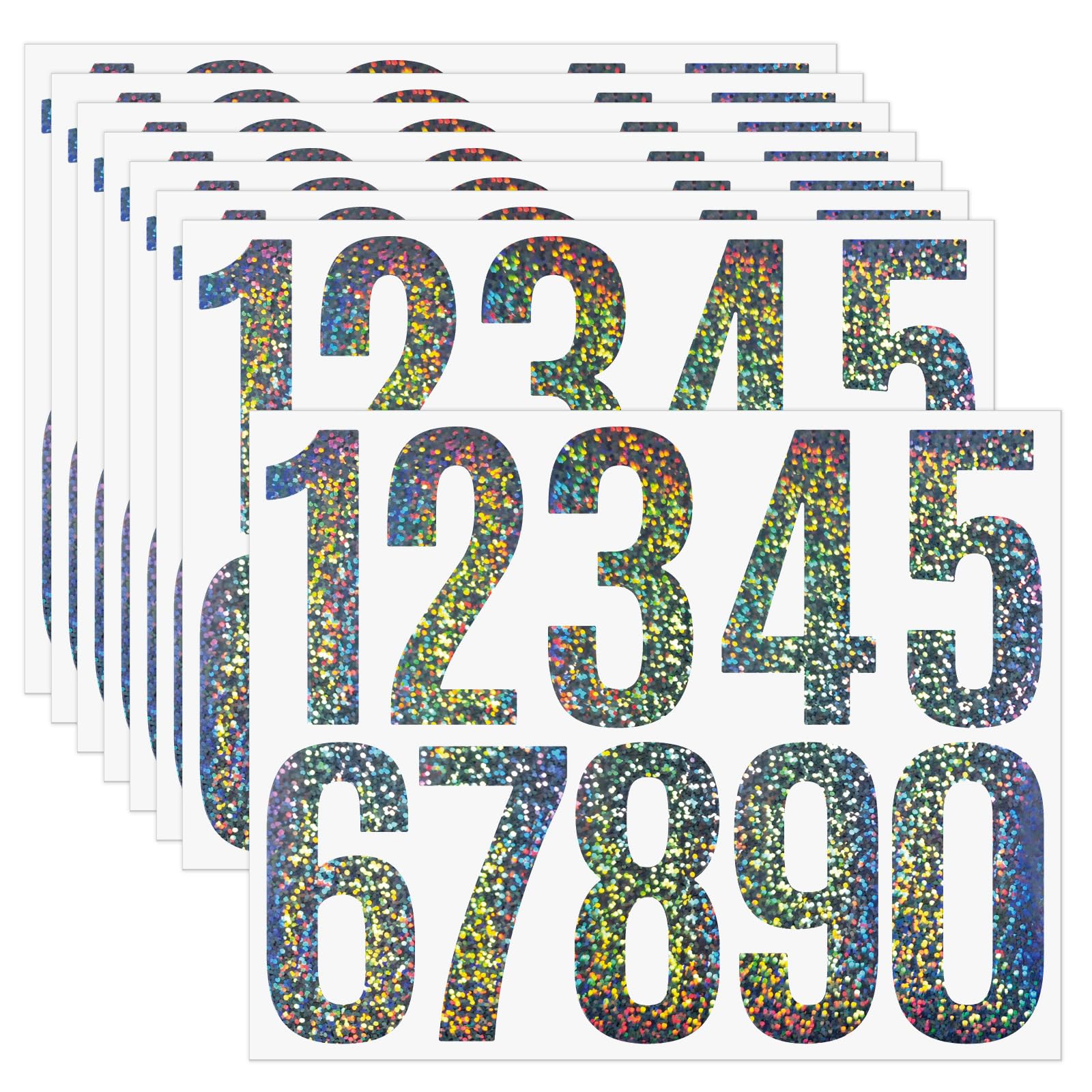 8 Sheets Large Number Stickers, Bin Numbers for Wheelie Bins, Stick on Numbers, Self Adhesive Vinyl Waterproof Number Lables for House Door Mailbox Garbage Bins Address
