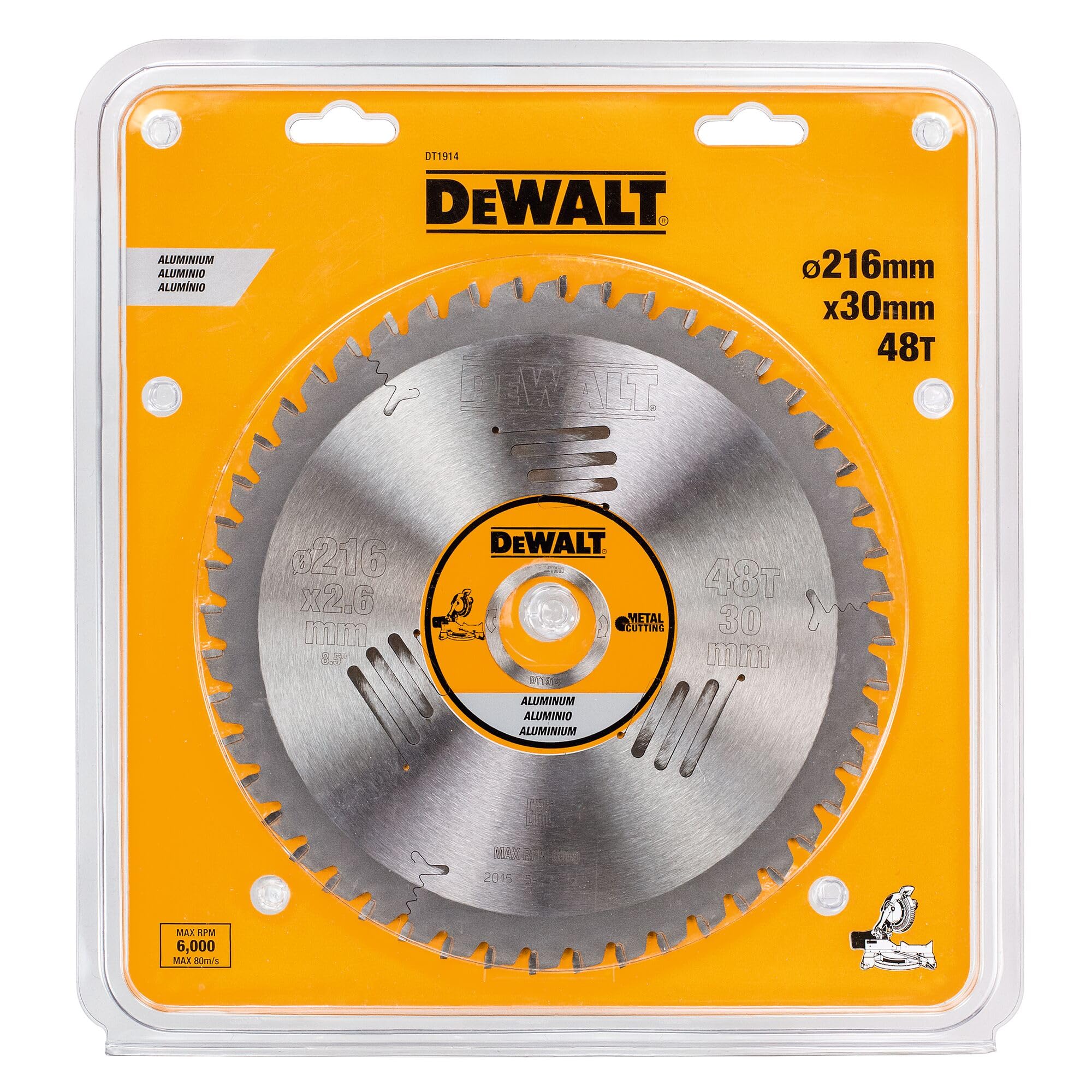 DeWalt DT1914-QZ - Hojas para Sierra Estacionarias 216 x30 x48D para Aluminium