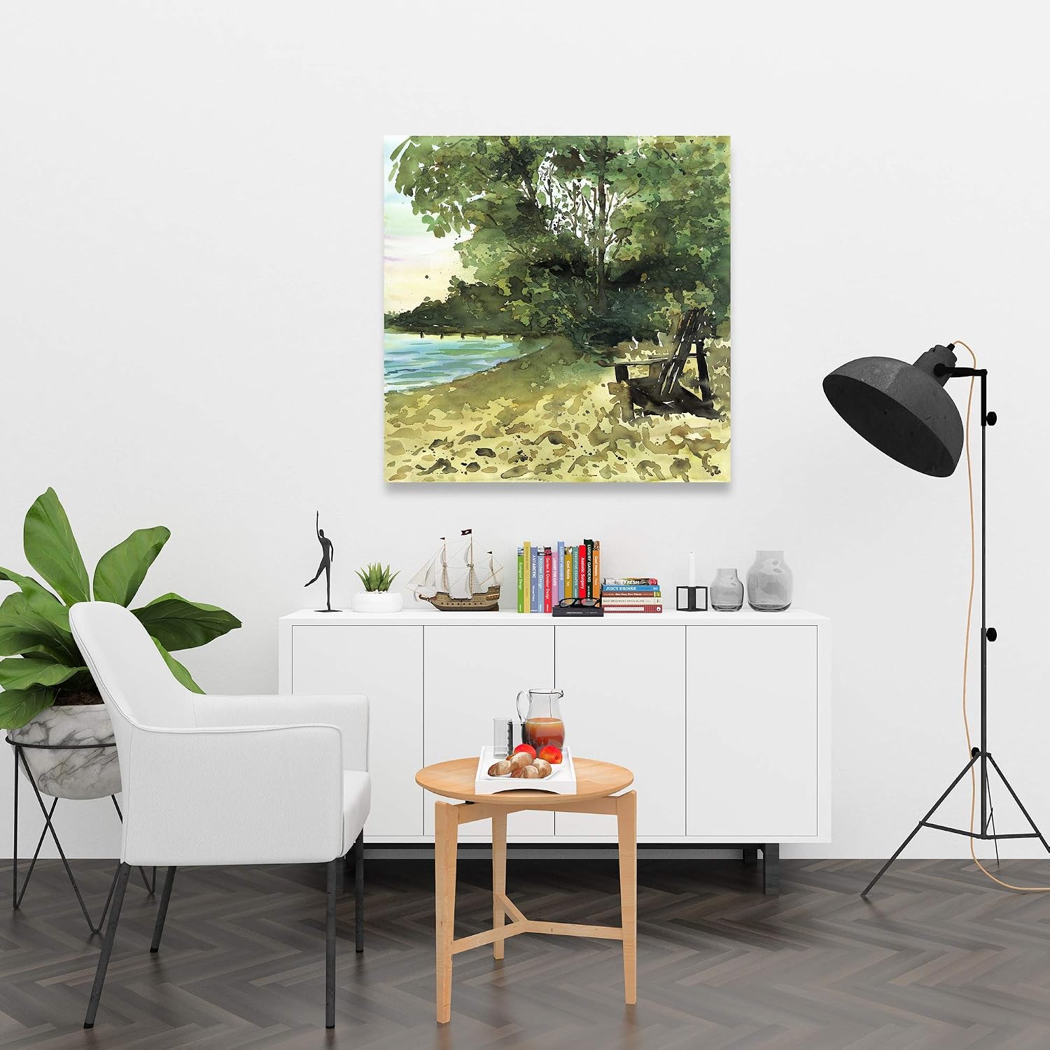 BEGIN DECO MAISON - HOME DECOR Day at The Lake, Fine Art Gallery Wrapped Canvas 36x36