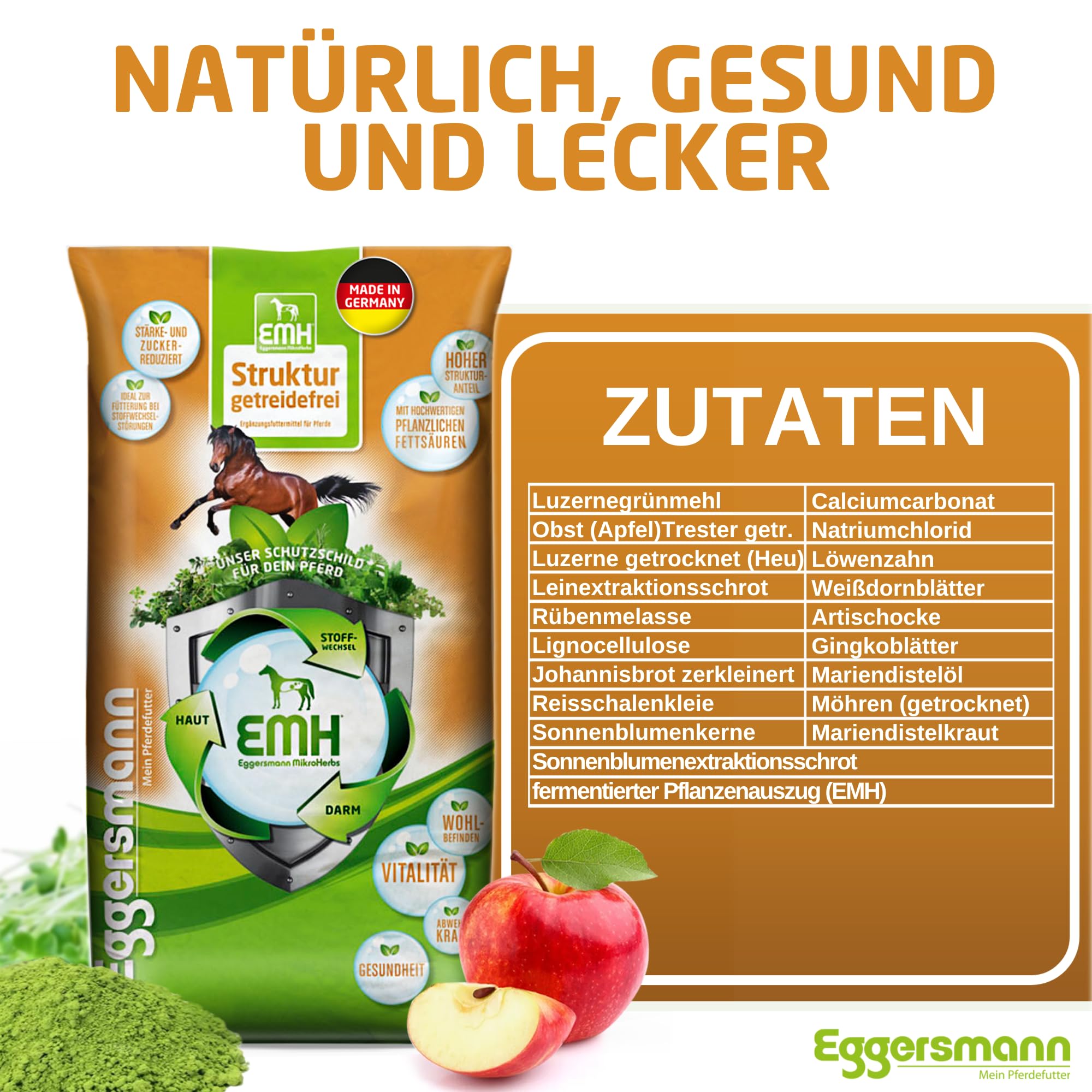 Eggersmann EMH Struktur getreidefrei 20 kg - stärke- und zuckerreduziertes Pferdefutter