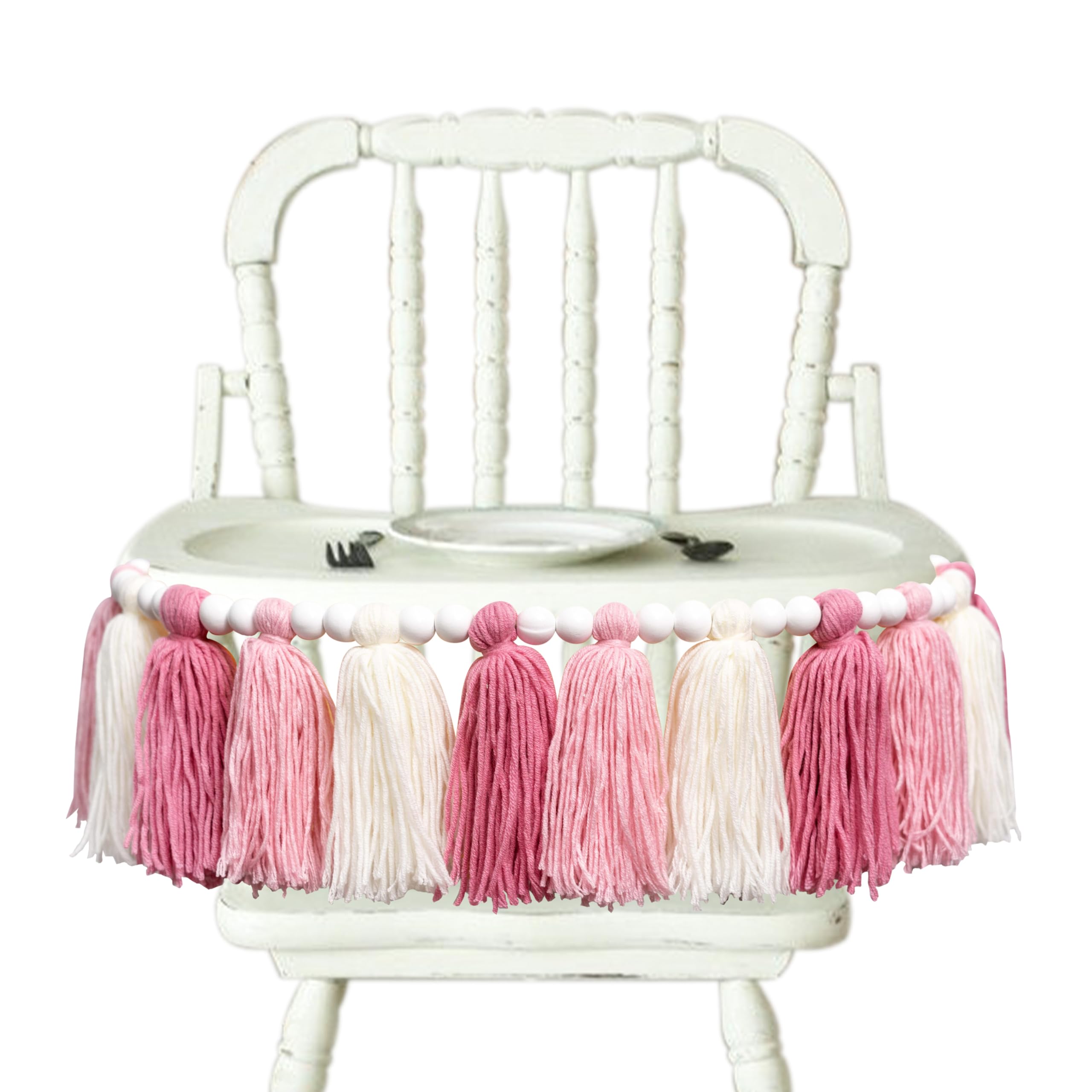 Blush Pink Garland -1st High Chair Banner, Pink Tassel Theme Banner for Girl, Girl's Cake Smash Photo Prop,1st Birthday Photo Backdrop