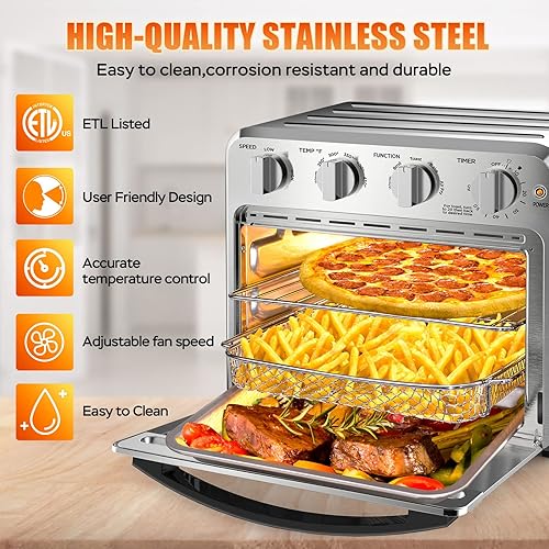 Miniatura 4 de Geek Chef Combo de horno tostador y freidora de aire, encimera de horno de convección de 15 cuartos de galón, tostadora de 4 rebanadas, con pizza de