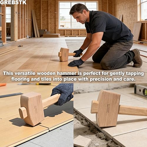 Miniatura 5 de GREBSTK Mazo de madera de haya, martillo para carpintería y trituradora de hielo para cócteles, perfecto para cinceles, bricolaje, herramienta
