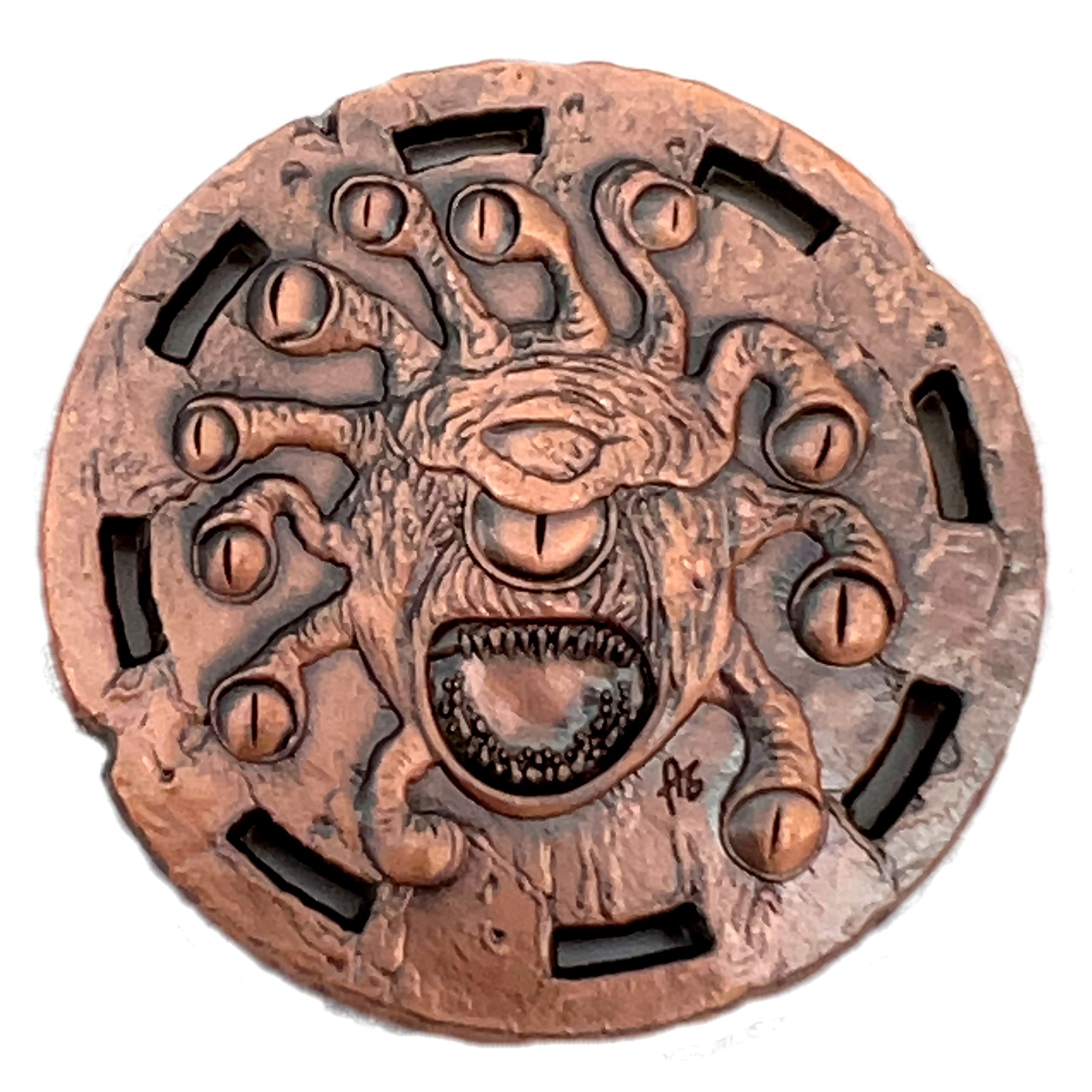 Copper Eye Tyrant Decision Coin D2 Heads-Tails - Yes-No RPG LARP