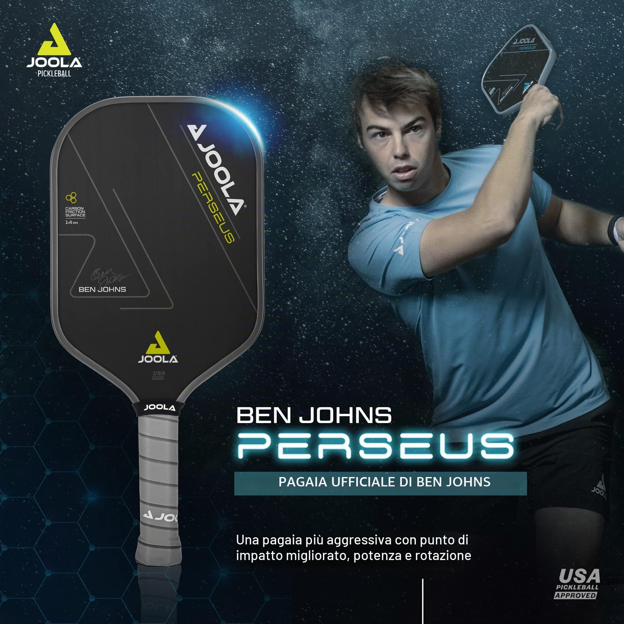 JOOLA Racchetta Pickleball Ben Johns Perseus CFS - Pagaia Professionale in Carbonio, certificata USAPA