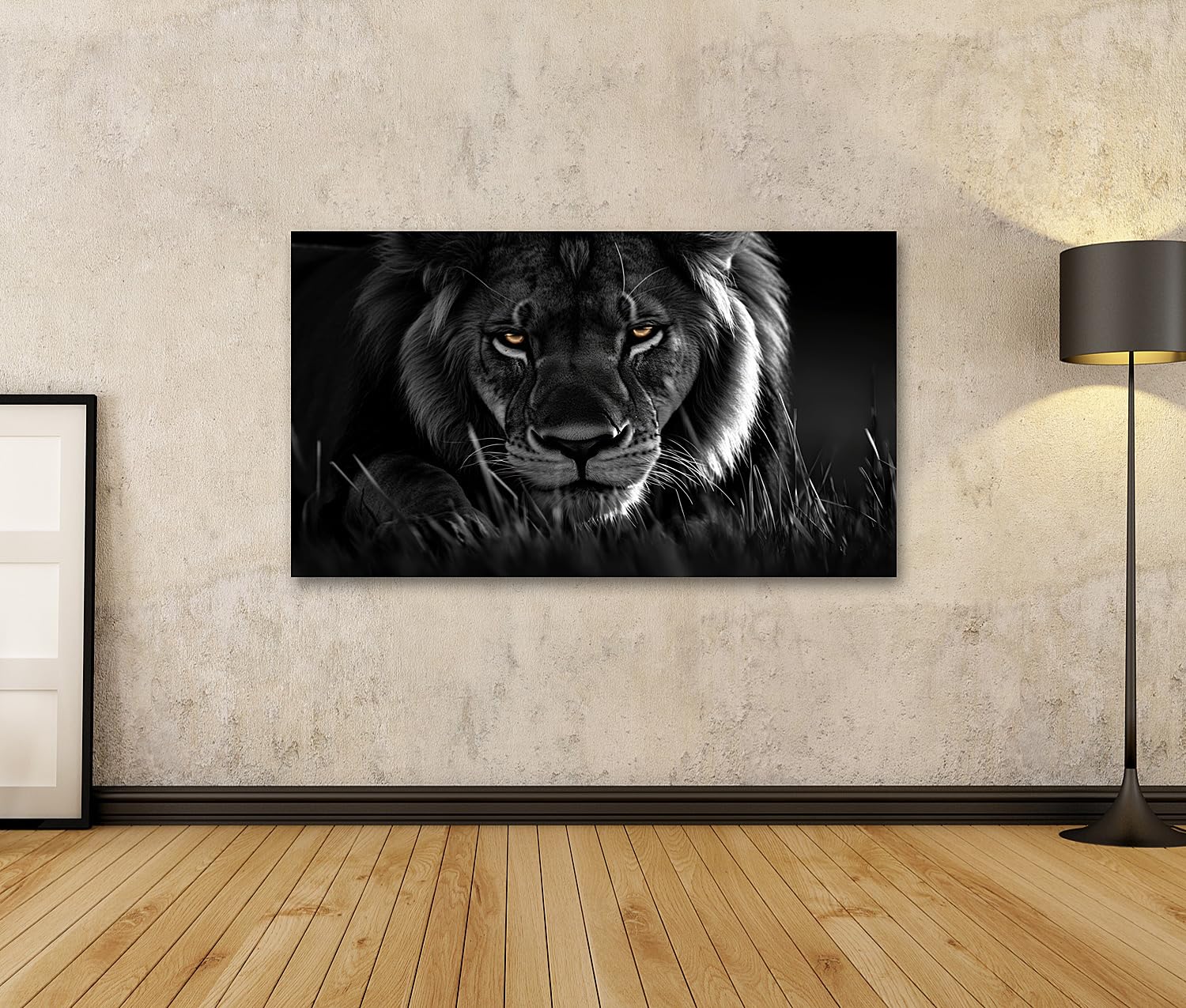 islandburner Cuadro sobre lienzo majestuoso león en blanco y negro para sala de estar amantes de los animales tienda de suministros de mascotas imágenes murales póster